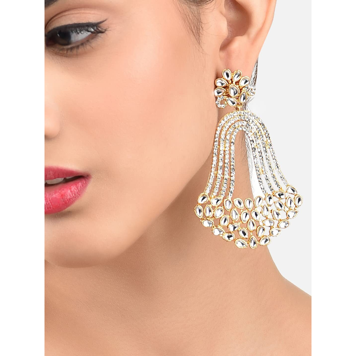 Zaveri Pearls Antique Gold Tone Austrian Diamonds & Kundan Indi-Western Dangle Earring-ZPFK10152 For Womens