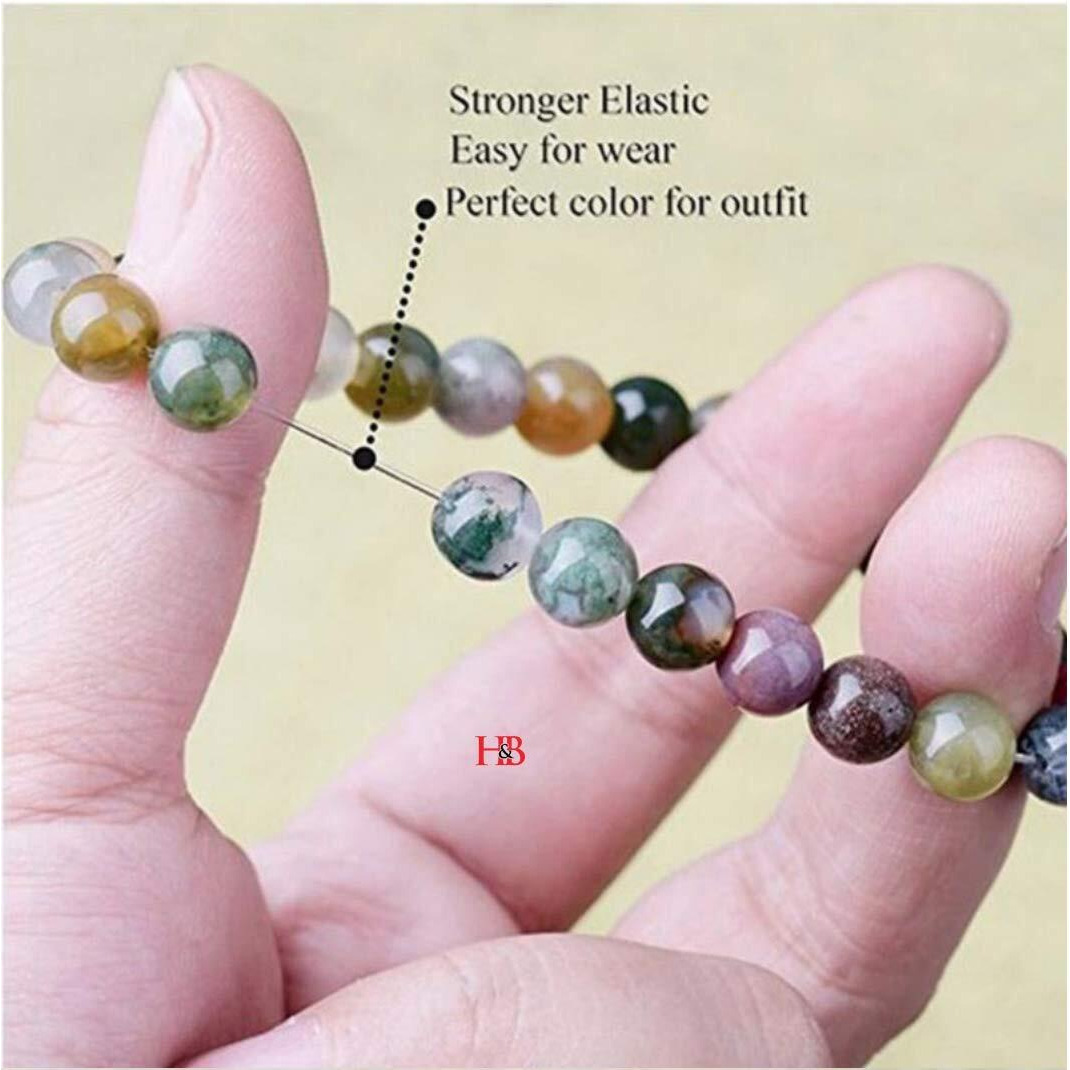 Hot And Bold Womens Natural Stone Indian Agate Bracelet With Certificate-Genuine Gemstone Jewelry For Balance And Harmony