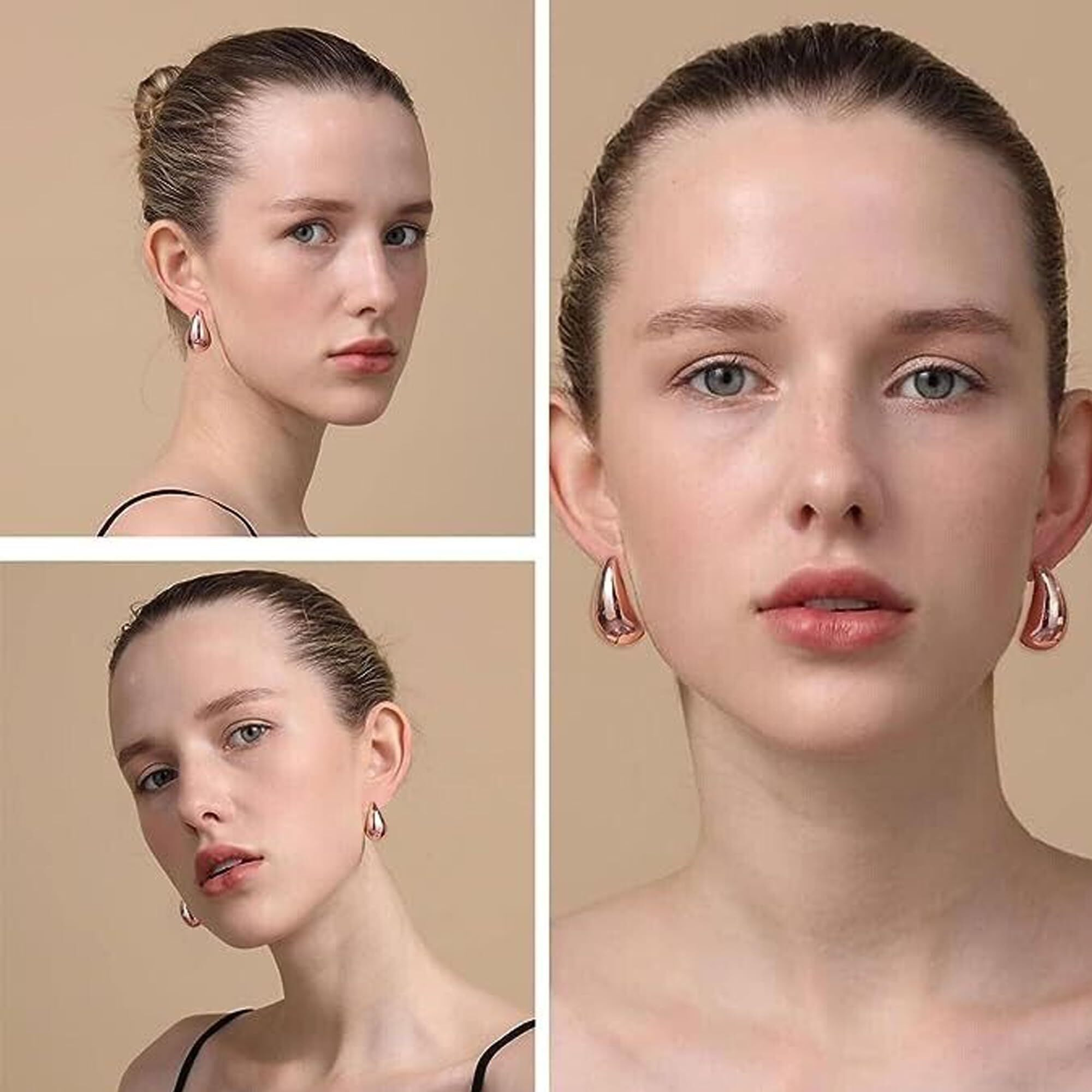 Fashion Frill Earrings For Women Stainless Steel Stylish Teardrop Gold Earrings For Women Girls Love Gifts Earrings Combo Womens Jewellery (Rose Gold)