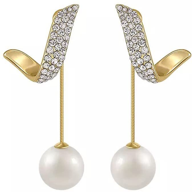 Shining Diva Fashion Latest Stylish Gold Plated Pearl Drop Earrings for Women and Girls (rrsd14729er)