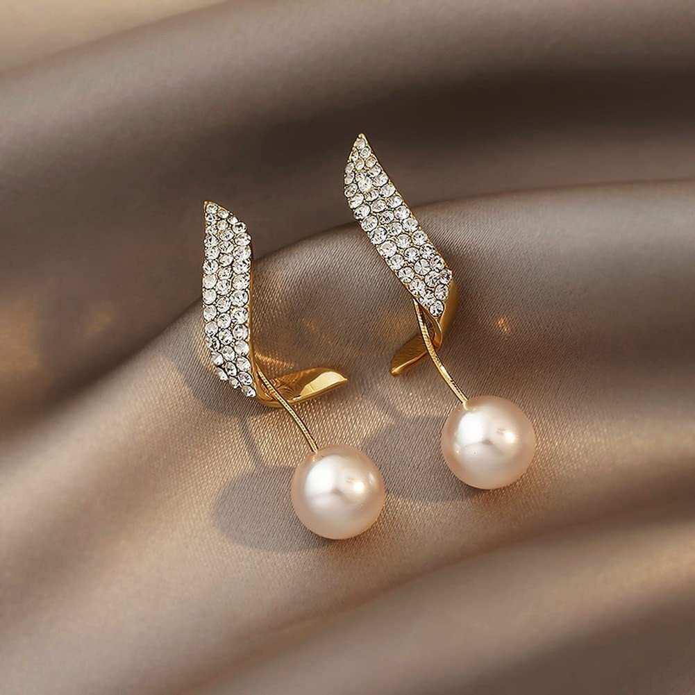 Shining Diva Fashion Latest Stylish Gold Plated Pearl Drop Earrings for Women and Girls (rrsd14729er)