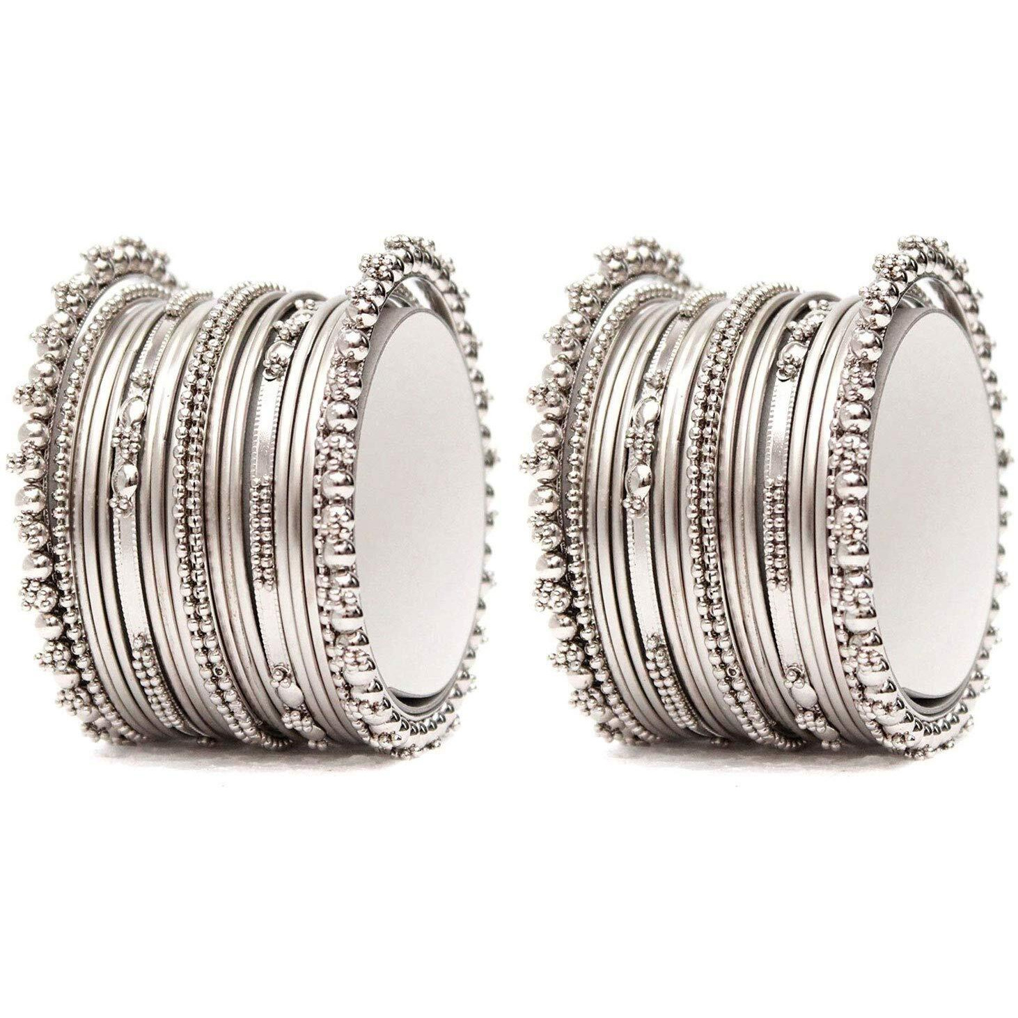 Shining Diva Fashion Latest Antique Design Stylish Traditional Bangle for Women (Oxidised Silver) (10780b_2.4)