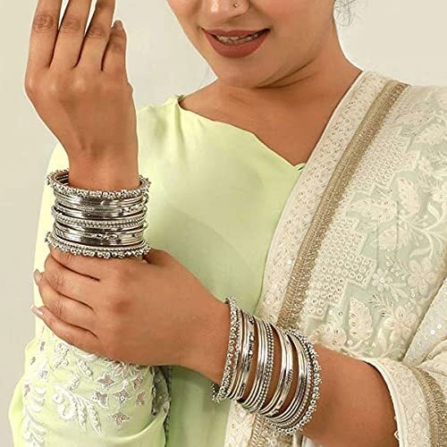 Shining Diva Fashion Latest Antique Design Stylish Traditional Bangle for Women (Oxidised Silver) (10780b_2.4)