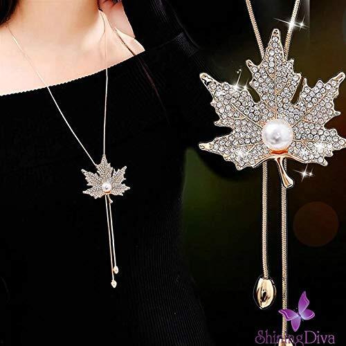 Shining Diva Fashion Latest Stylish Design Crystal Flower Long Chain Pendant Pendant for Women (Golden) (10785np)