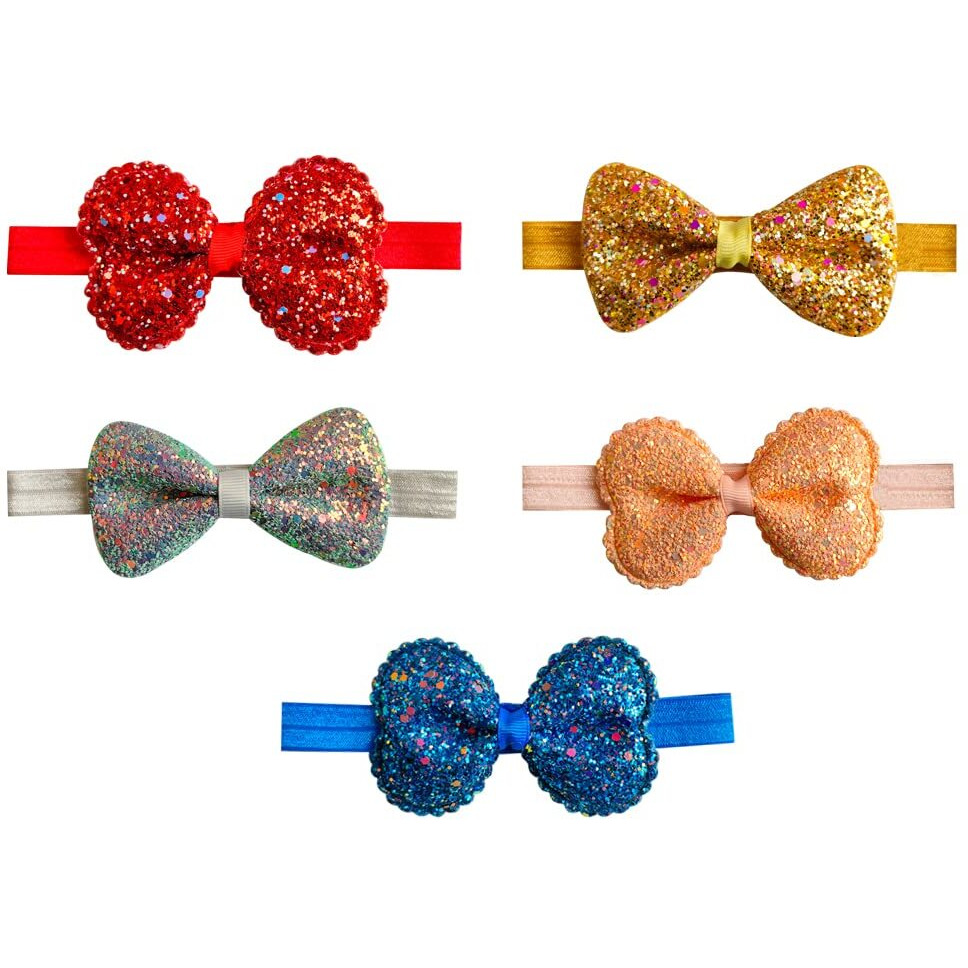 ANNA CREATIONS Elastic Hairband Headbands for Baby Girls and Kids (Set of 5) - Multicolor