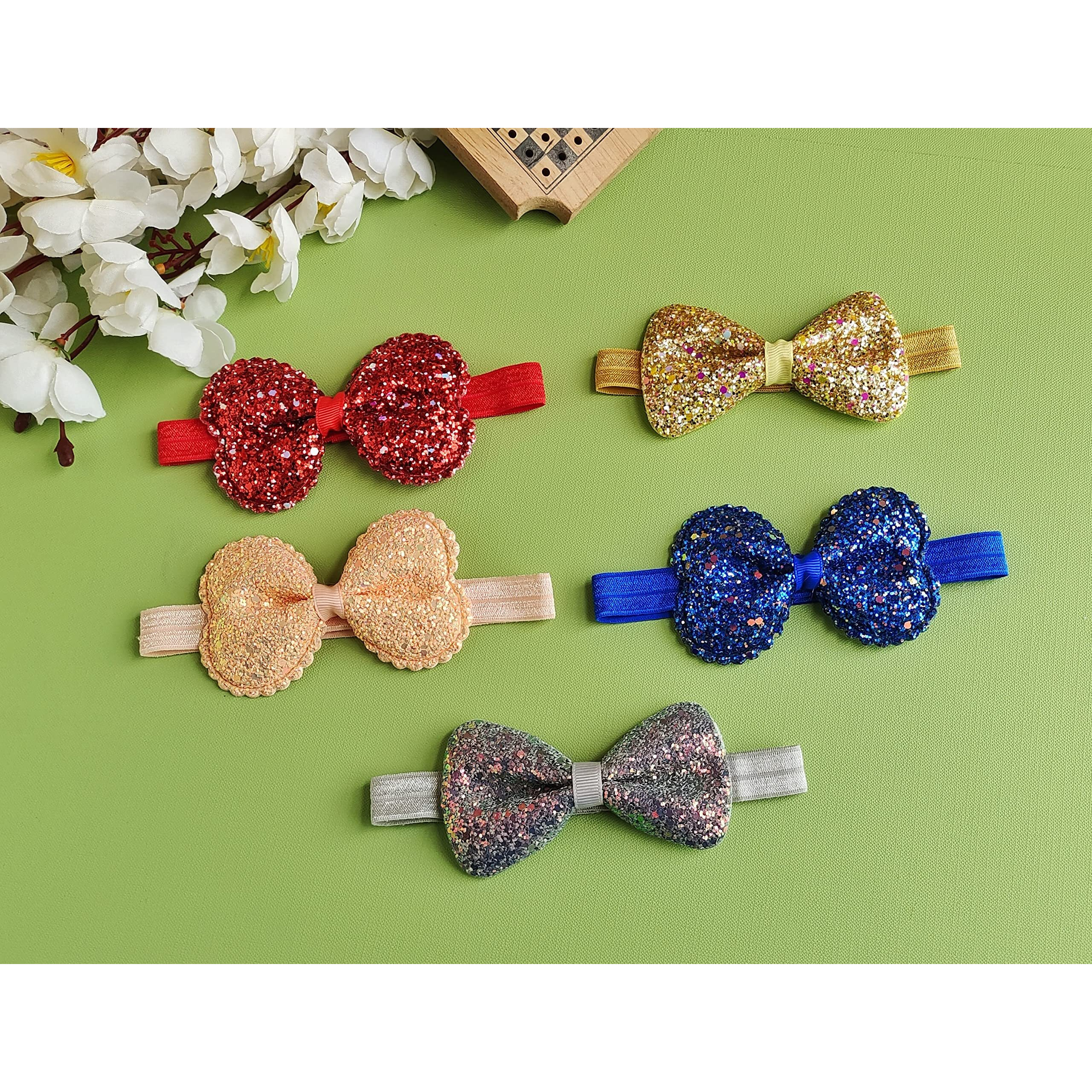 ANNA CREATIONS Elastic Hairband Headbands for Baby Girls and Kids (Set of 5) - Multicolor