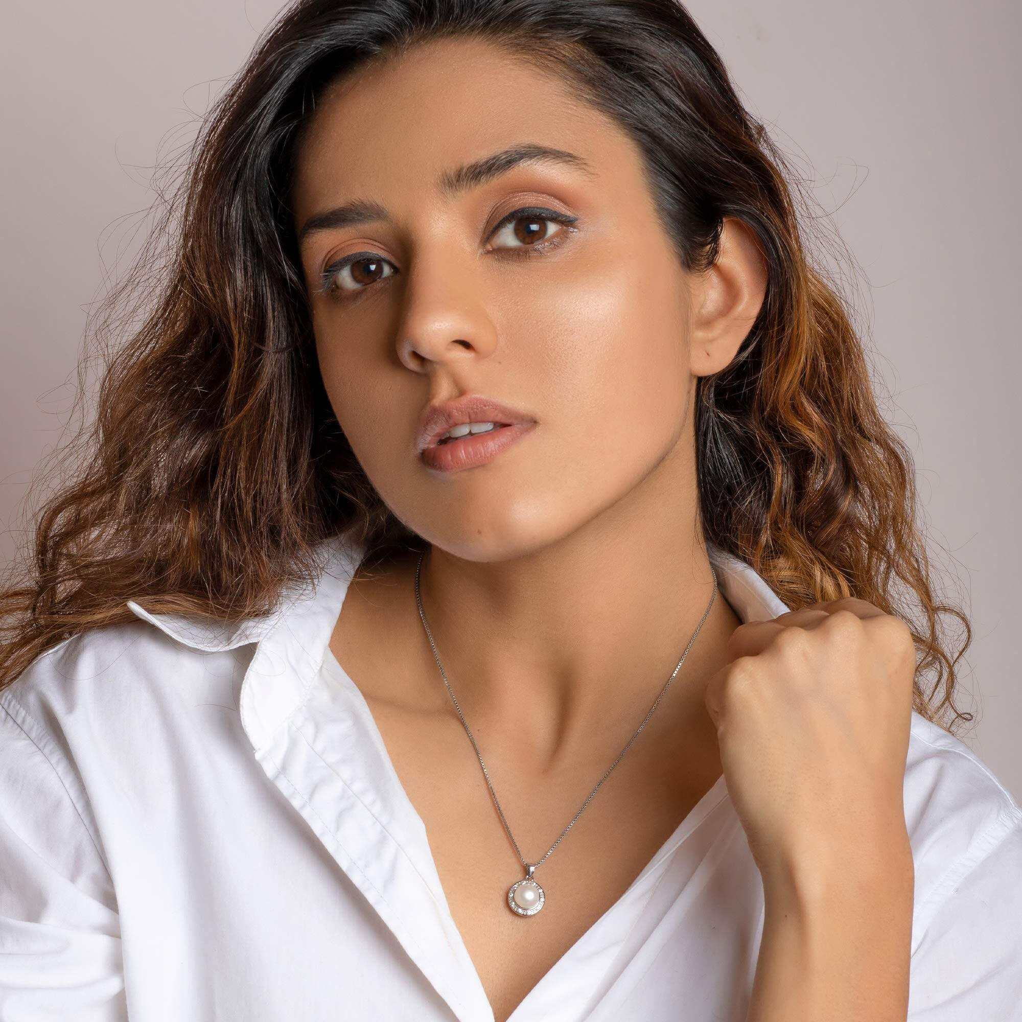 GIVA 925 Silver Classic Freshwater Pearl Necklace | Rakhi Rakshabandhan Gift for Sister Bhabhi, Gifts for Women & Girls | With Certificate of Authenticity and 925 Stamp | 6 Month Warranty*
