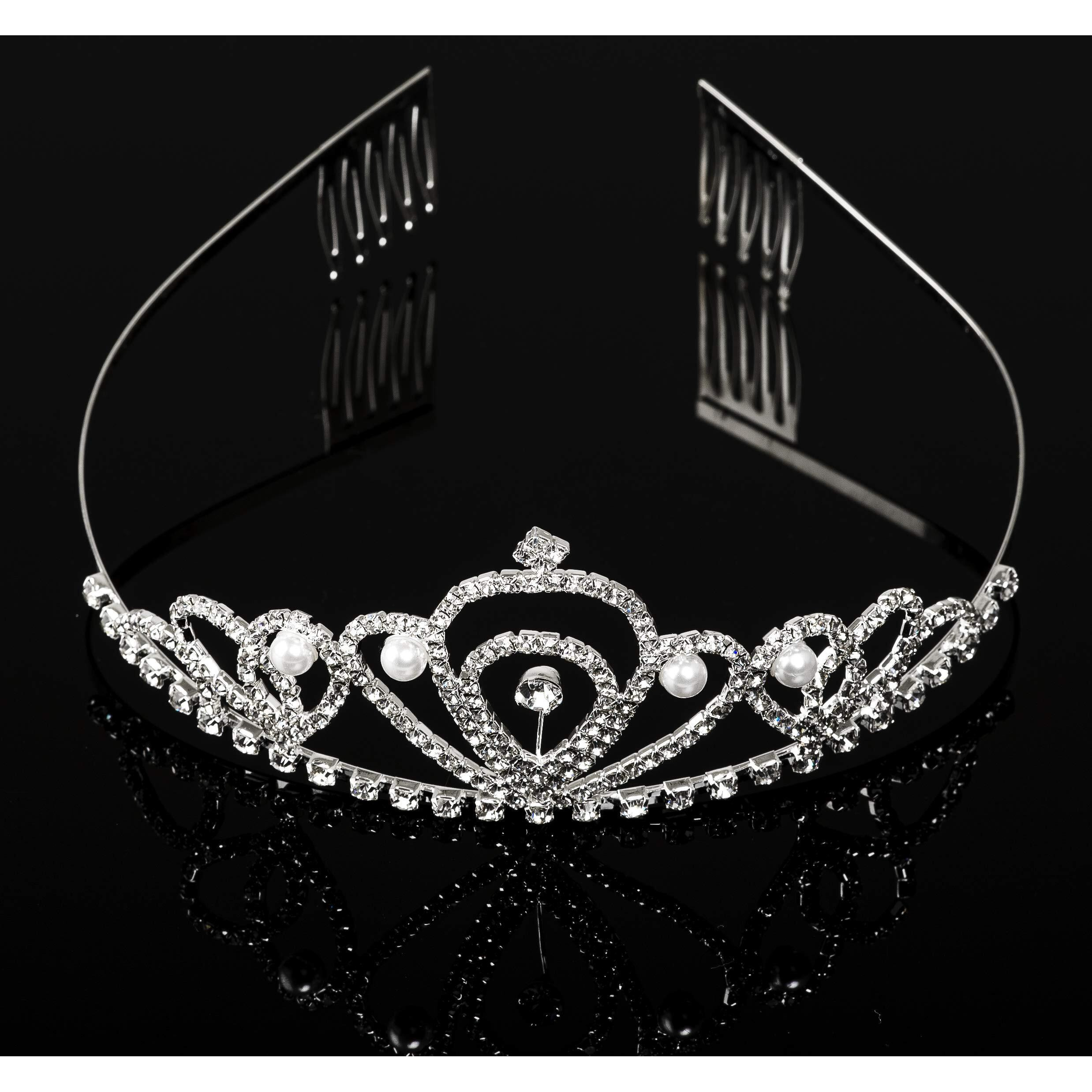 SATYAM KRAFT 1 Pcs Hair Accessories stylish Tiara Headband Princess Crown for Girls and women for Birthday, Bridal, Haldi, Mehendi, Valentine Ceremony, and Valentine Occasion (Pack of 1, Silver)