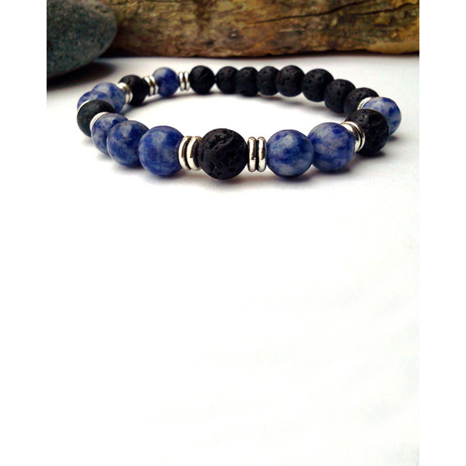 Young & Forever Gift Divine Spiritual Lava Sodalite Healing Energy Reiki Bracelet Gemstone Bracelet B608 for Unisex Adult
