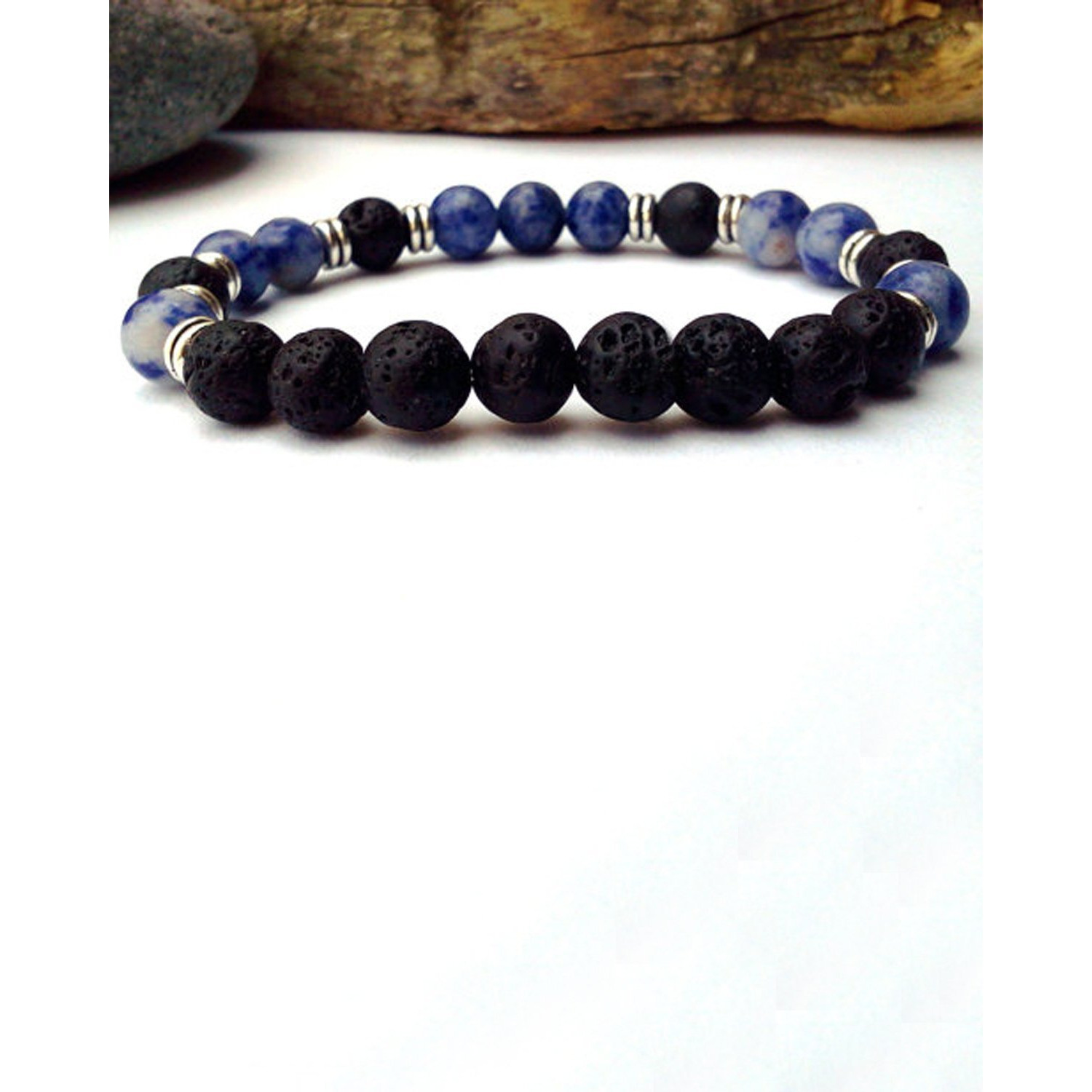 Young & Forever Gift Divine Spiritual Lava Sodalite Healing Energy Reiki Bracelet Gemstone Bracelet B608 for Unisex Adult