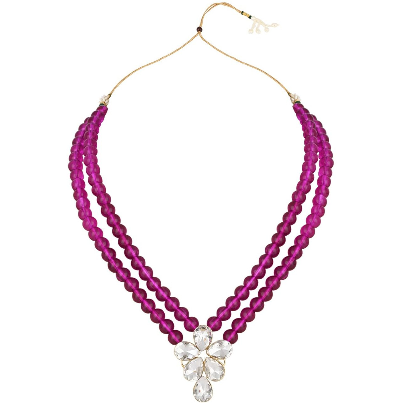 I Jewels 18k Gold Plated Traditional Kundan & Pearl Studded Necklace Jewellery Set For Women (ML311) (Wine)