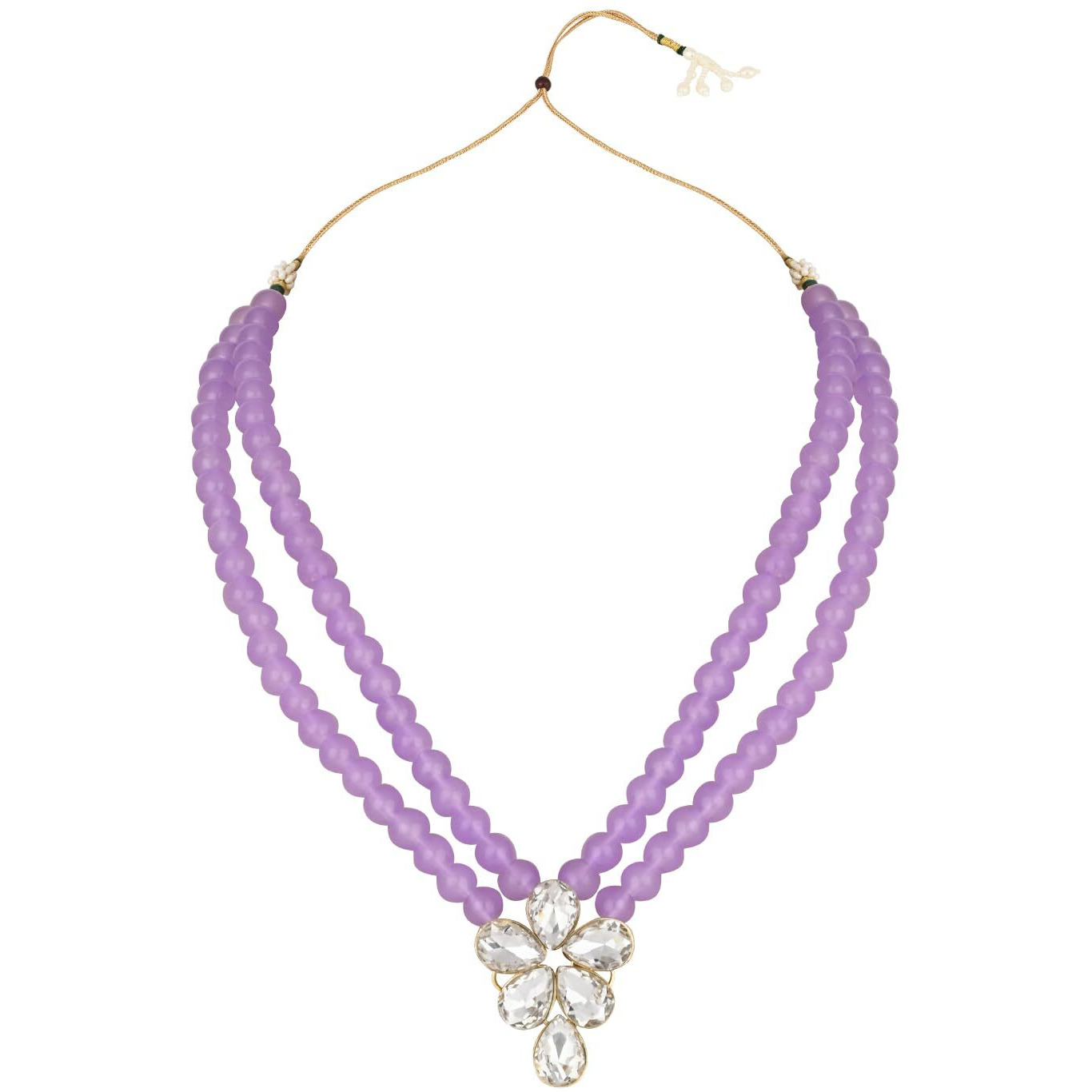 I Jewels 18k Gold Plated Traditional Kundan & Pearl Studded Necklace Jewellery Set For Women (ML311) (Purple)