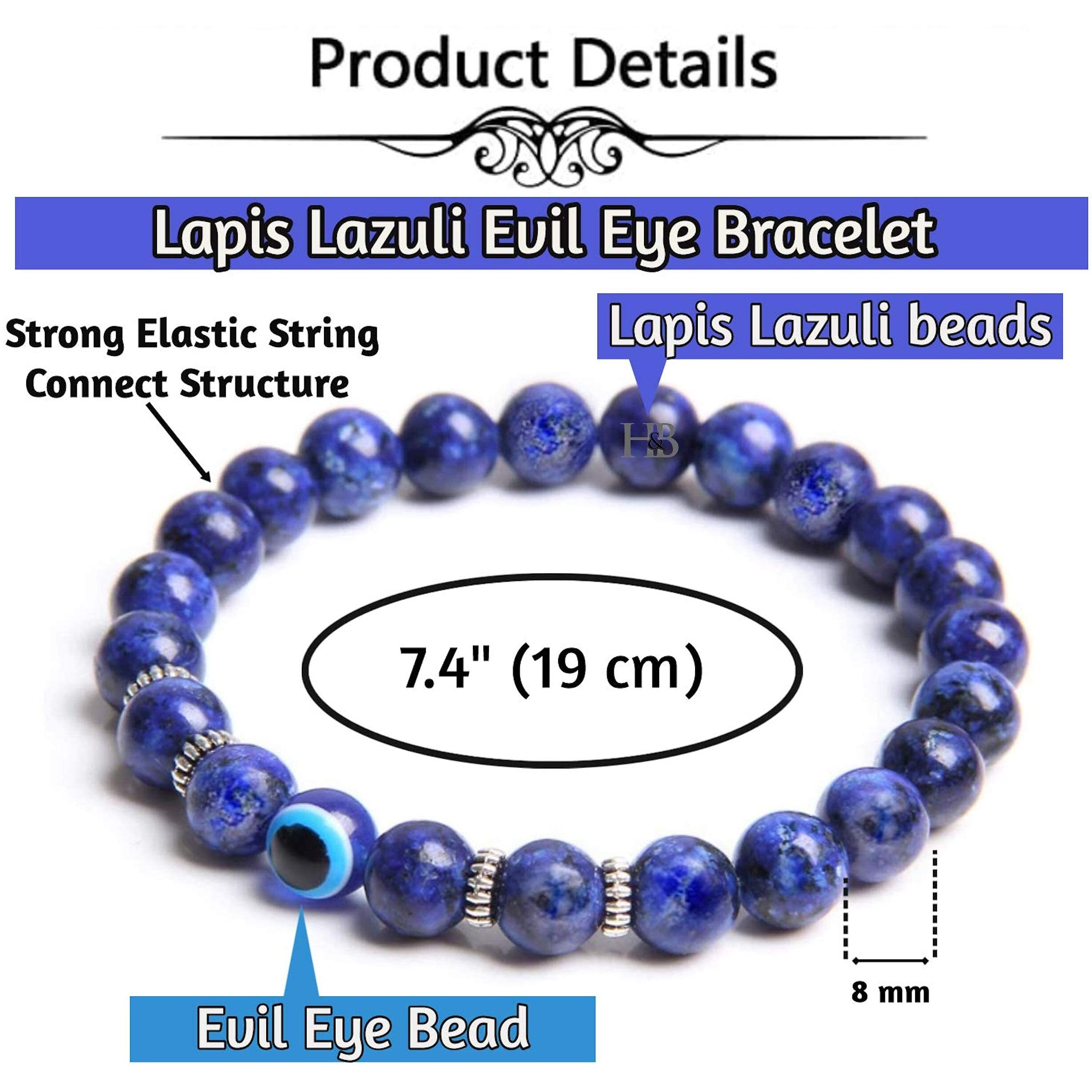Hot And Bold Evil Eye Beads Triple Protection Nazaria Bracelet Natural Stones With Certificate Of Authenticity For Unisex Adult