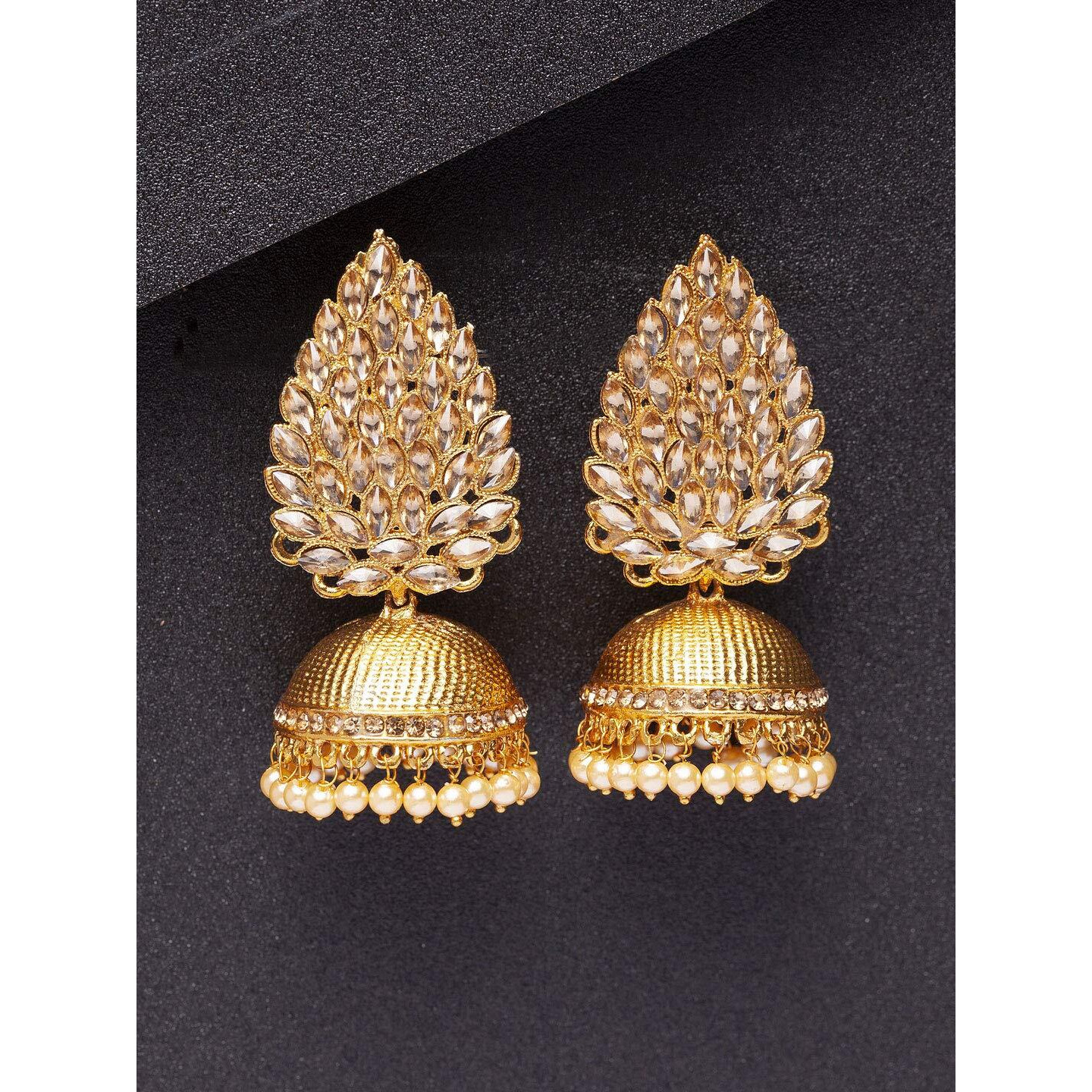 Shining Diva Traditional Design Stylish Pearl Jhumka Jhumki Earrings For Women, Gold-Design2, 11028Er, Style01