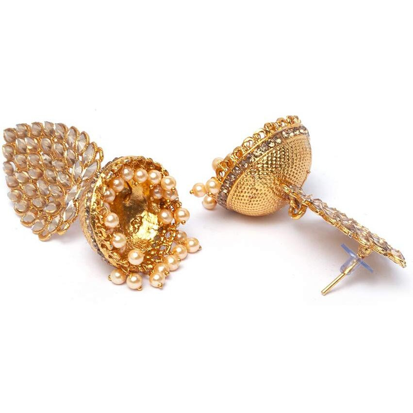 Shining Diva Traditional Design Stylish Pearl Jhumka Jhumki Earrings For Women, Gold-Design2, 11028Er, Style01