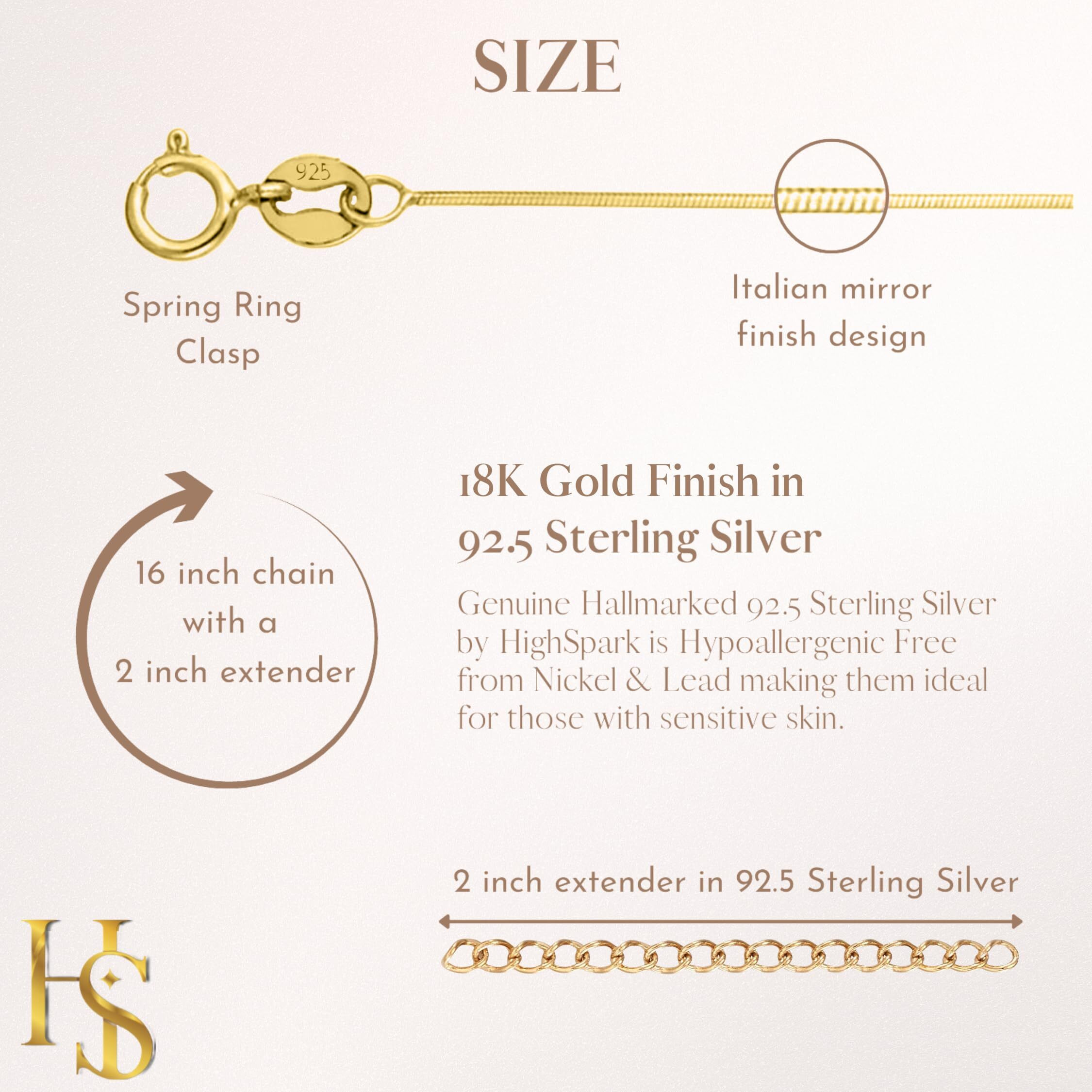 HighSpark 92.5 Sterling Silver Italian Mirror Finish Chain in 18k Gold Finish for Women & Girls | Mininal & Elegant Chain | Lovely Gift- Gold