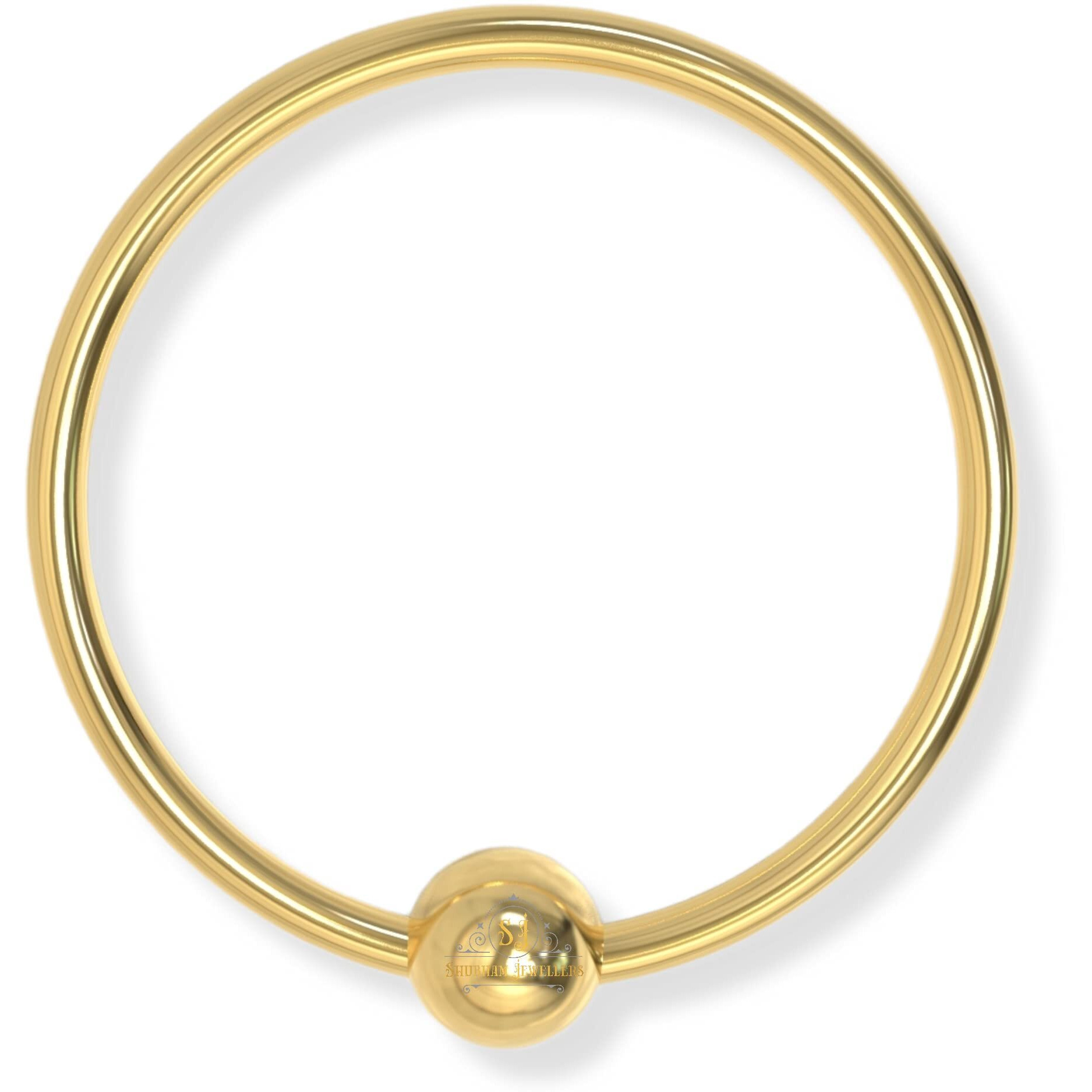SJ SHUBHAM JEWELLERS 18k Gold Thin Tiny Hoop Nose Ring Nath, Simple & Beautiful Nose Pin For Women & Girls nose rings for pierced nose (Gold 18K 10MM)