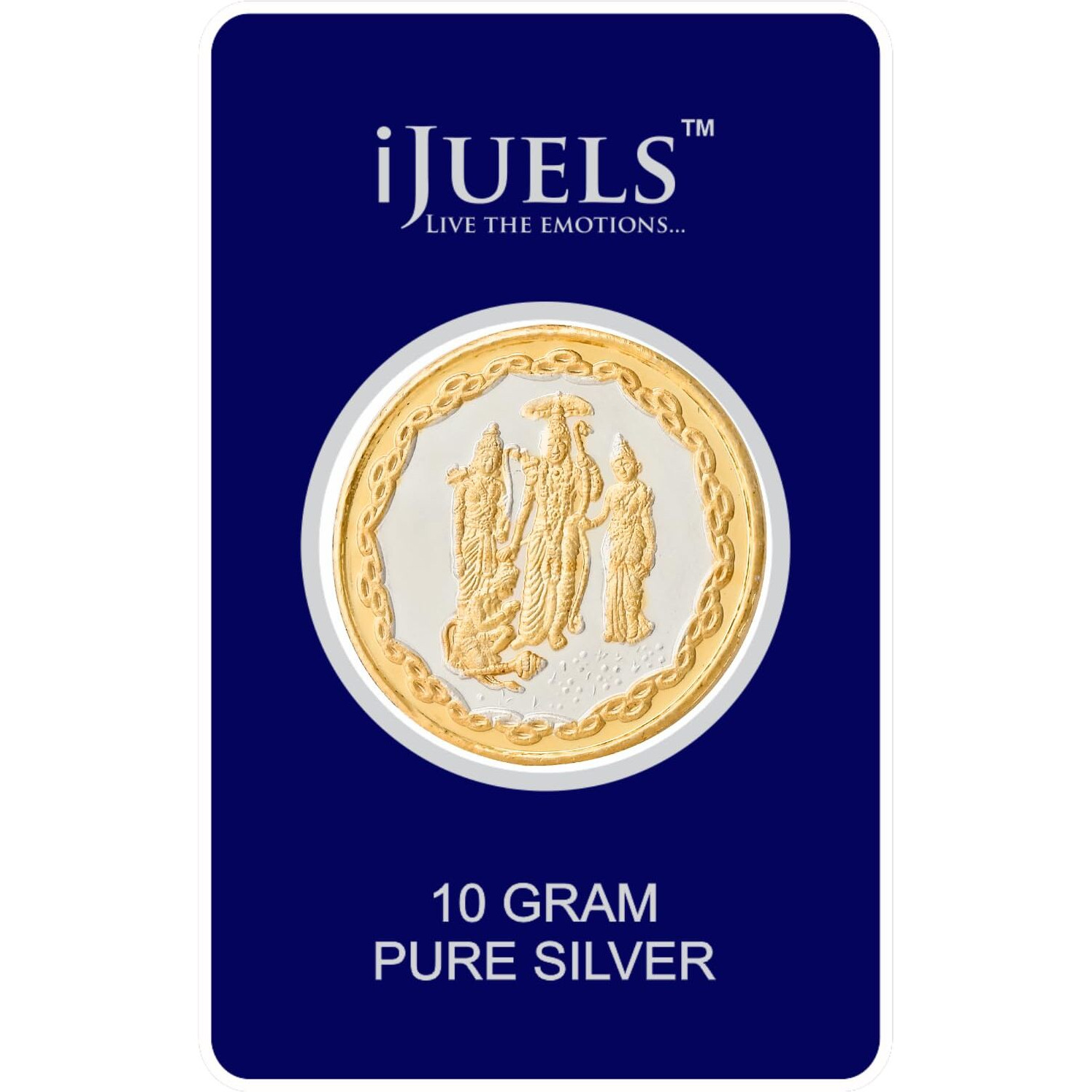 iJuels 999 fine Silver 10 Grams Ramji Darbar Silver coin with 22Kt Gold (Temperproof Pack)