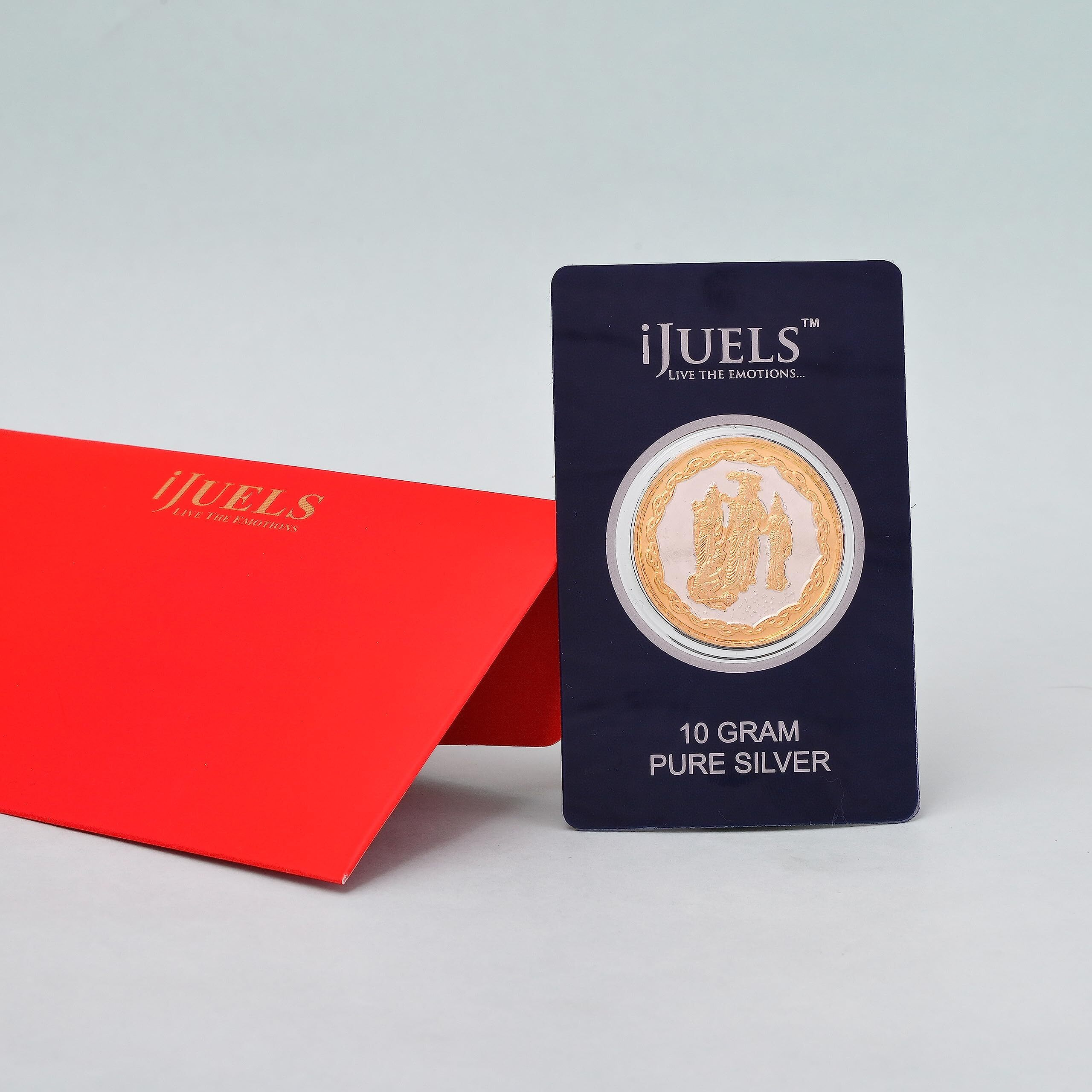 iJuels 999 fine Silver 10 Grams Ramji Darbar Silver coin with 22Kt Gold (Temperproof Pack)