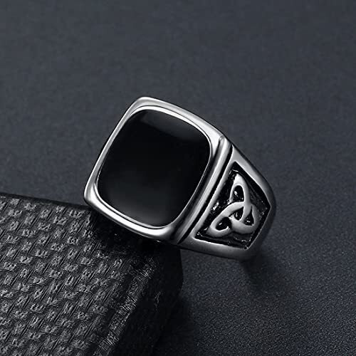 Yellow Chimes Rings for Men and Boys | Silver Ring for Men | Square Shaped Mens Ring | Stainless Steel Rings for Men | Accessories Jewellery for Men | Birthday and Anniversary Gift(Size US 10)