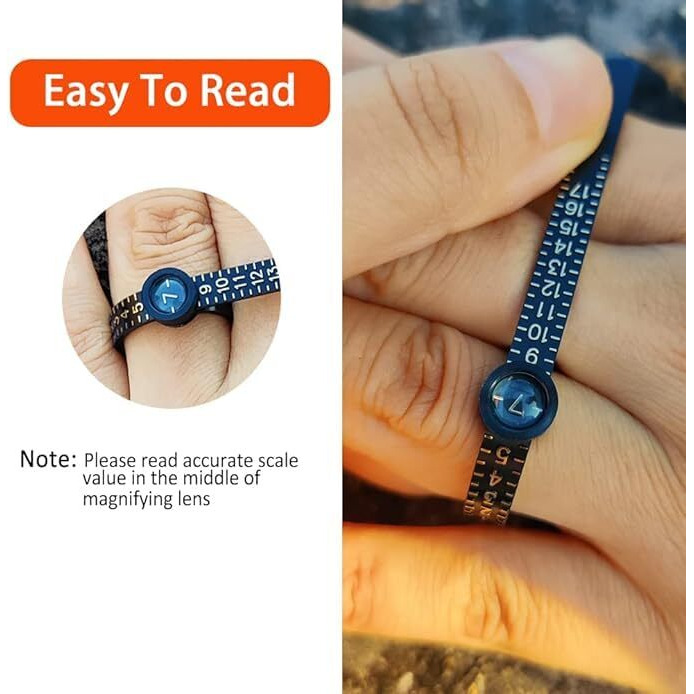 Inralimot 2 in 1 Bracelet Sizer & Ring Sizer Measuring Tool15-25 Bracelet Measurement Tool, 1-17 US Ring Measurement Tool with Magnified Glass Finger Measure for Ring Size, Wrist Measure for Bracelet