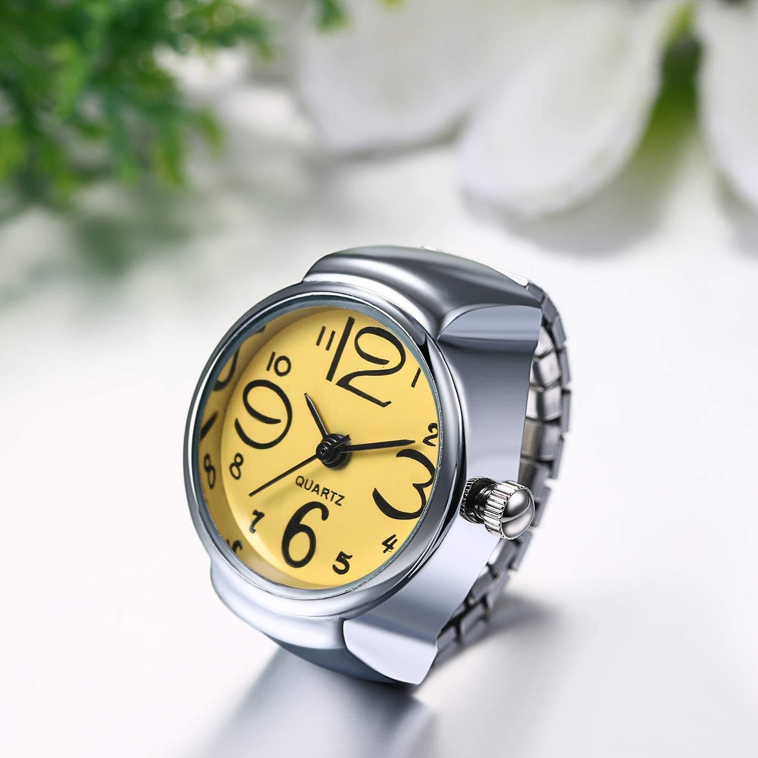 YouBella Jewellery Stylish Unisex Finger Ring Watch for Girls/Women/Men/Boys (Yellow)