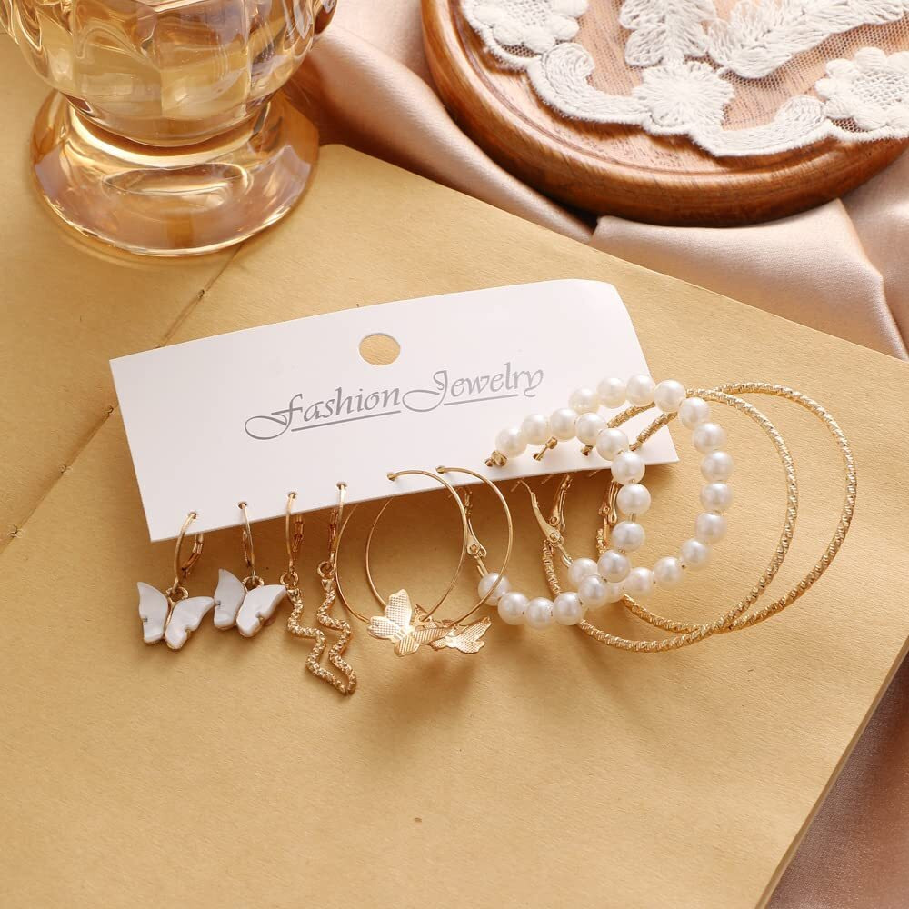 YouBella Jewellery Gold Plated Combo Of 5 Hoop Earrings For Girls And Women (Gold) (Ybear_32945), Medium