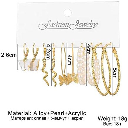 YouBella Jewellery Gold Plated Combo Of 5 Hoop Earrings For Girls And Women (Gold) (Ybear_32945), Medium