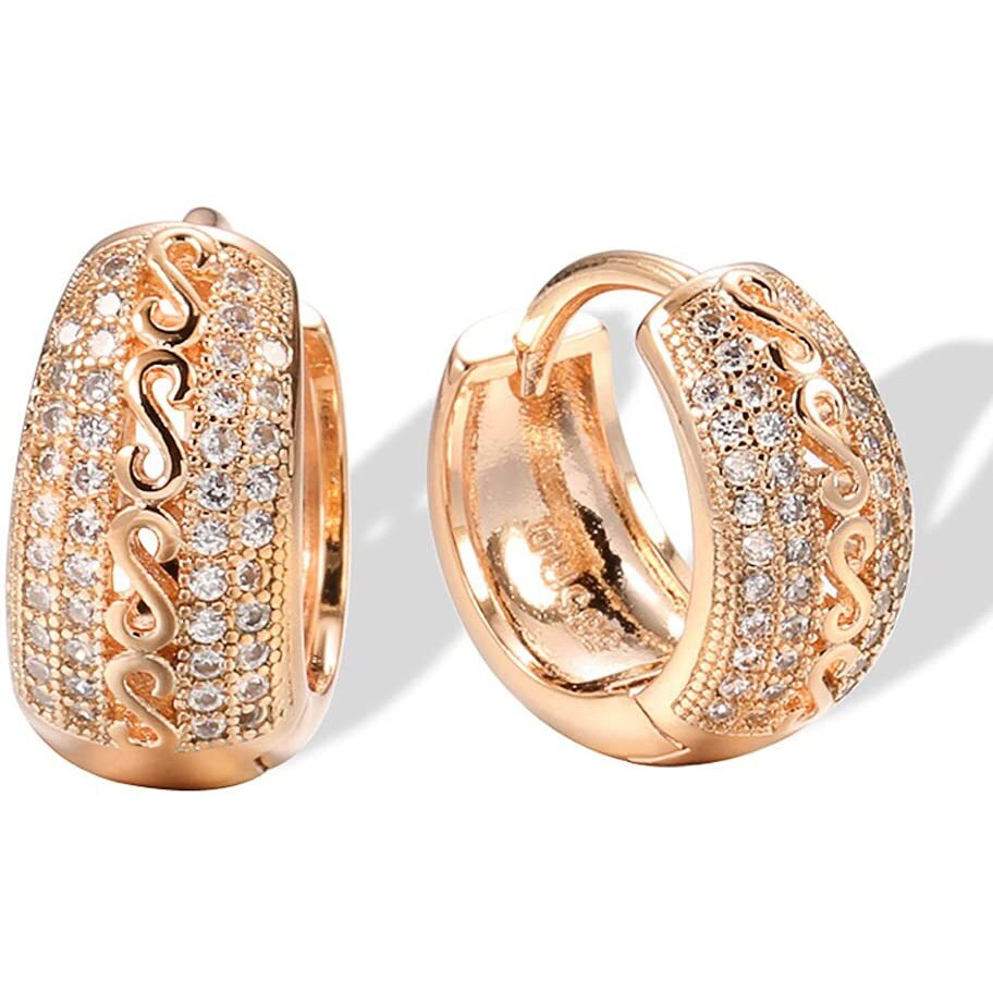 Shining Diva Fashion 18k Rose Gold Plated Latest Fancy Stylish Zircon Copper Bali Earrings for Women and Girls (12841er)