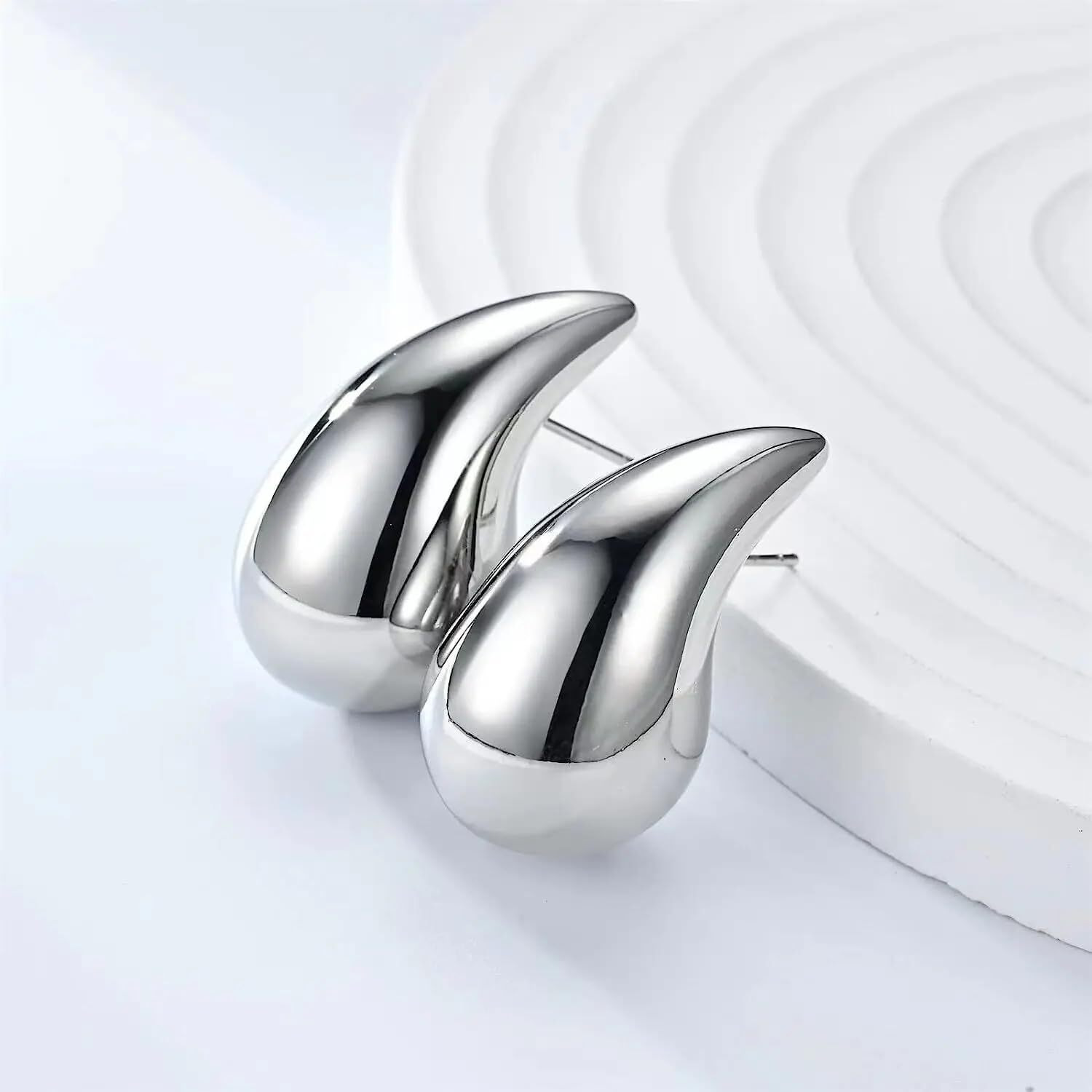 Fashion Frill Earrings For Women Stainless Steel Stylish Teardrop Silver Earrings For Women Girls Love Gifts Womens Jewellery