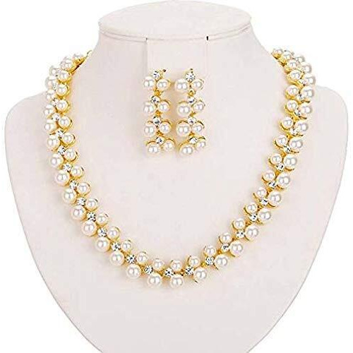 Shining Diva Latest Pearl Design Necklace Jewellery Set for Women (Design06-gold) (rrsd8396s)