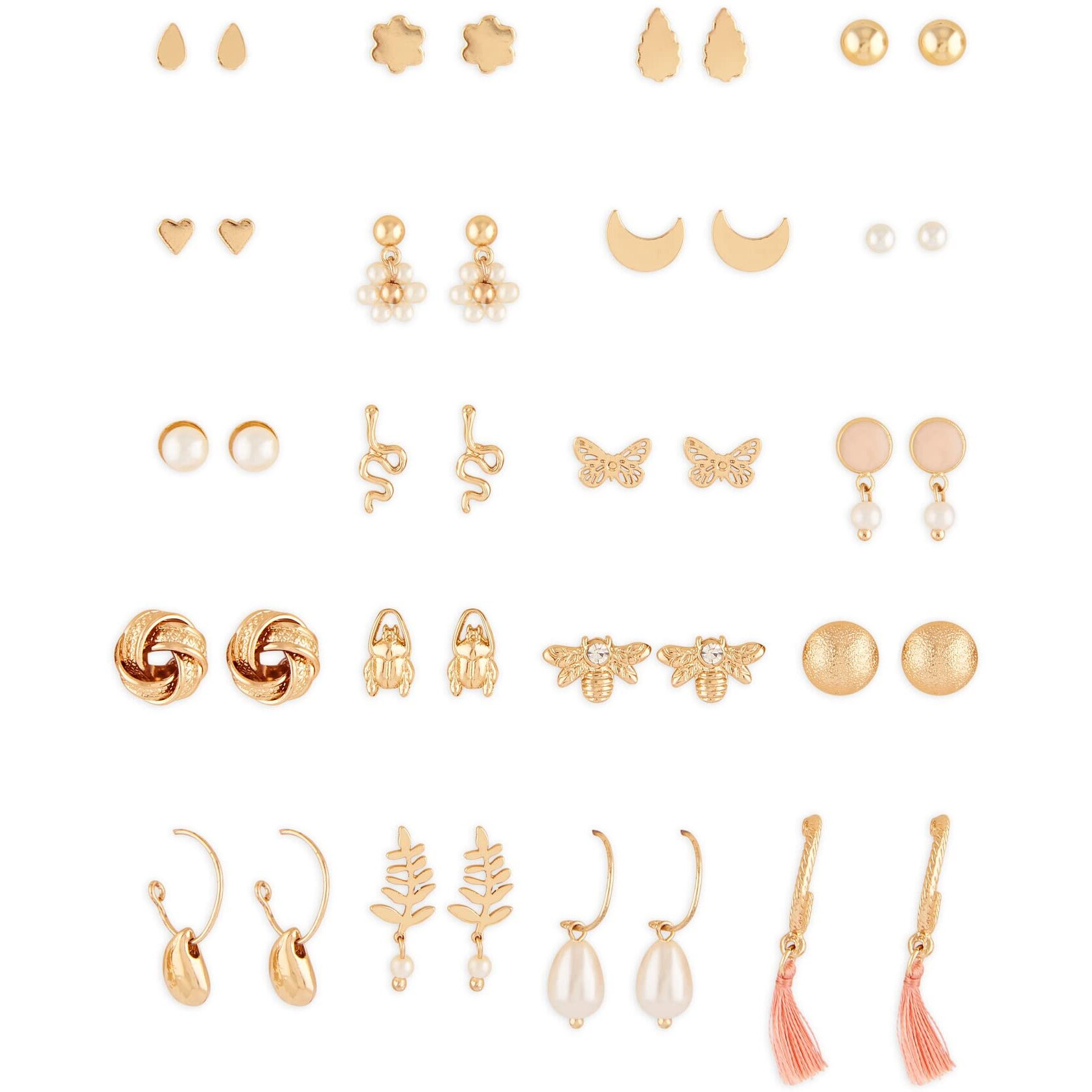 Zaveri Pearls Set of 20 Gold Tone Classy Contemporary Studs & Drop Earrings For Women-ZPFK14570