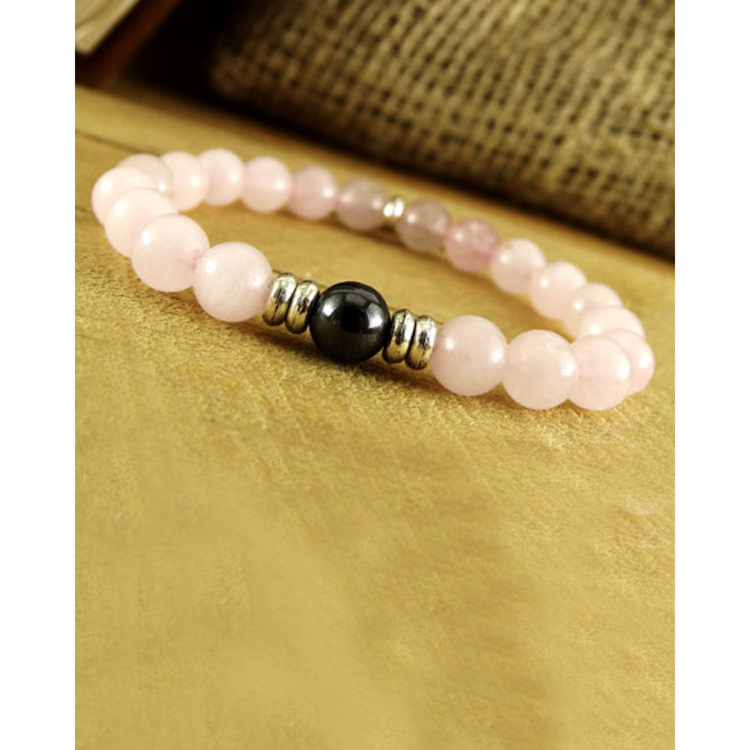 Young & Forever Gift Dvine Rose Quartz Hematite Healing Beads Yoga Silver Reiki Natural Stone Unisex Spiritual Energy Strand Bracelet for Men/Women/Boys/Girls