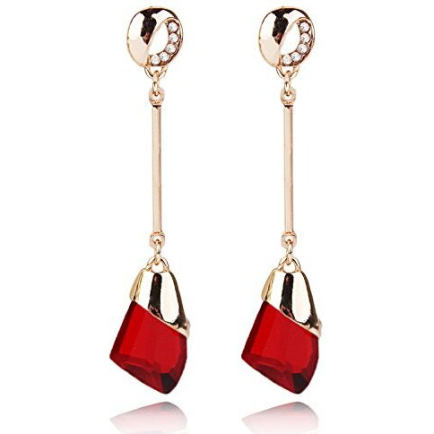 Shining Diva Fashion Womens 18K Red Copper Crystal Gold Plated Stylish Earrings-(9693er)