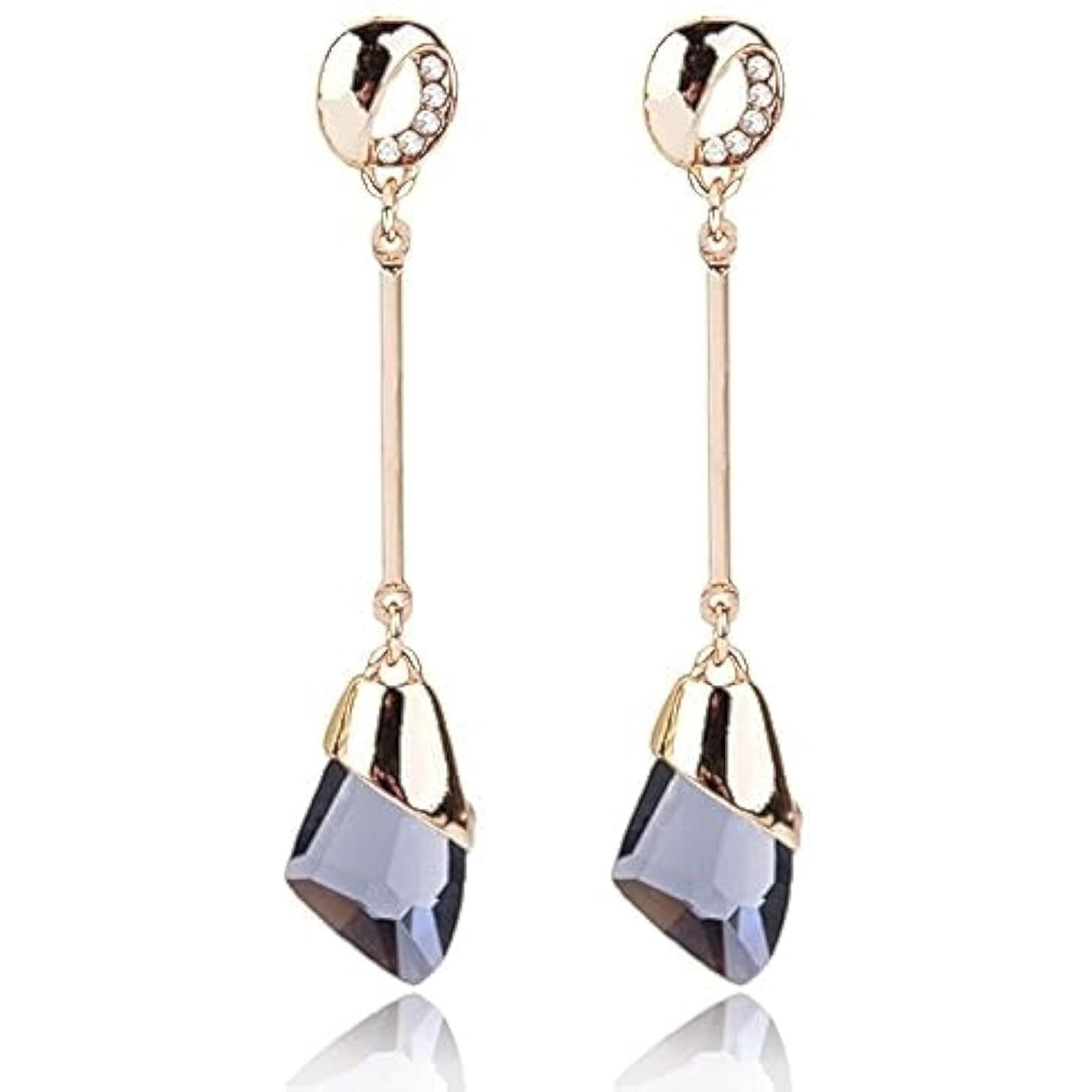 Shining Diva Fashion Grey Crystal 18K Gold Plated Stylish Fancy Earrings for Women and Girls (9683er)