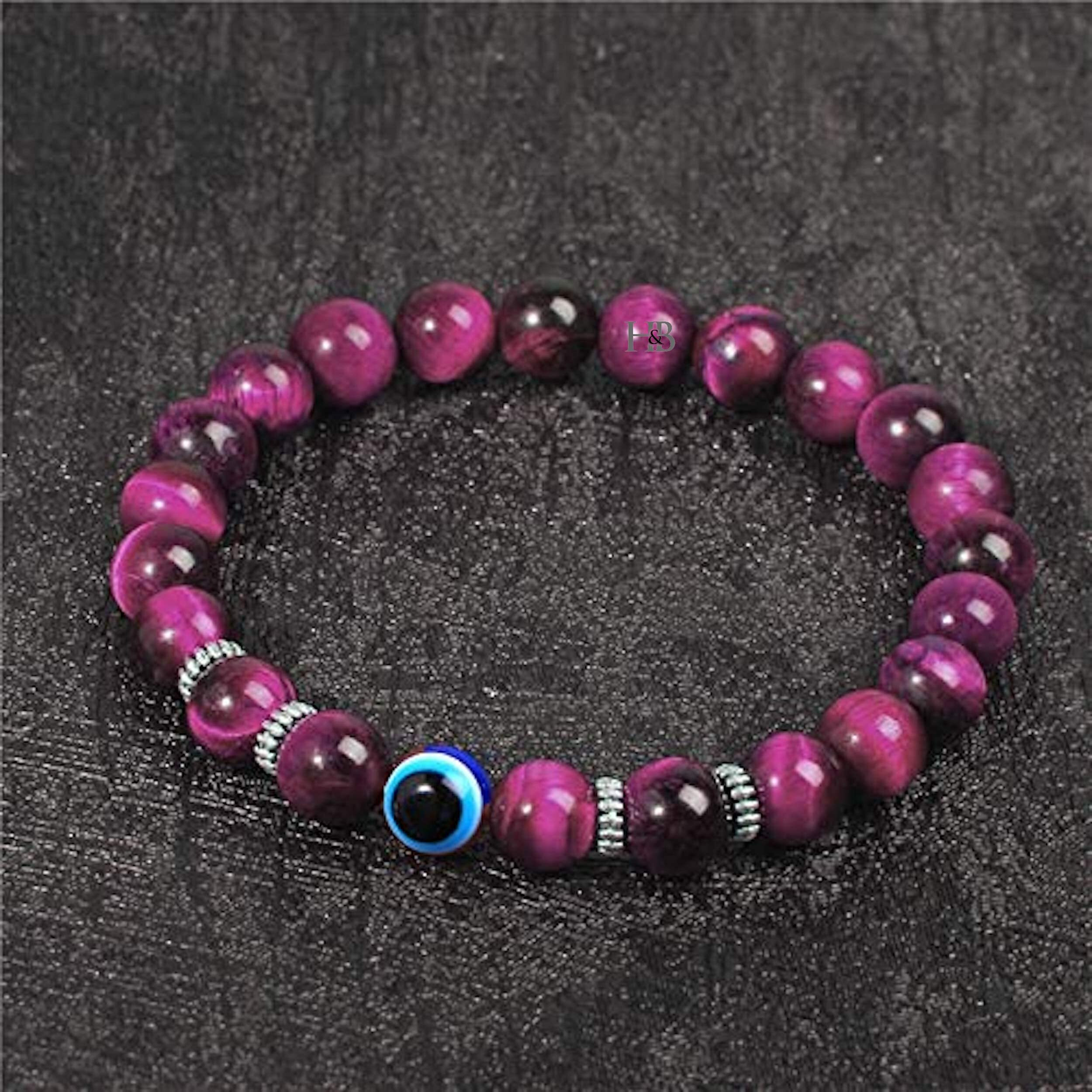 Hot And Bold Unisex Adult Evil Eye Beads Triple Protection Nazaria Bracelet Natural Stones With Certificate Of Authenticity