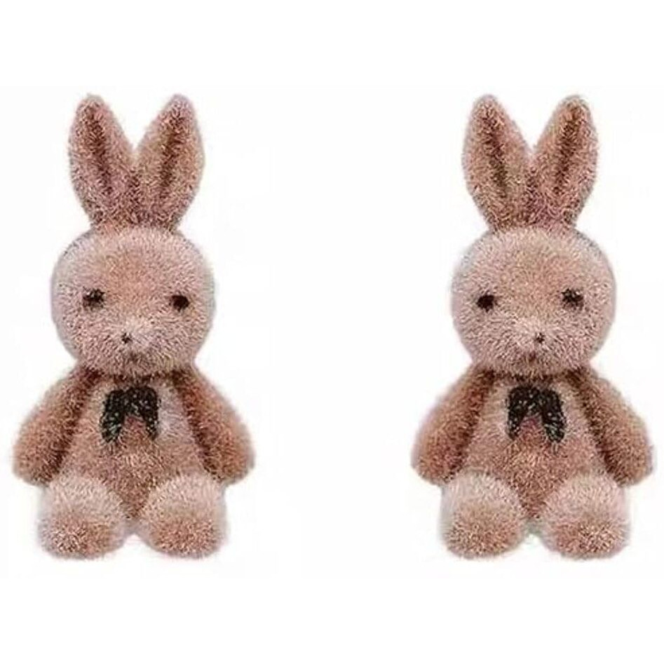 VR Creatives Funny Plush Rabbit Bear Stud Earrings Cute Cartoon Animal Bowknot Bear Earrings for girls