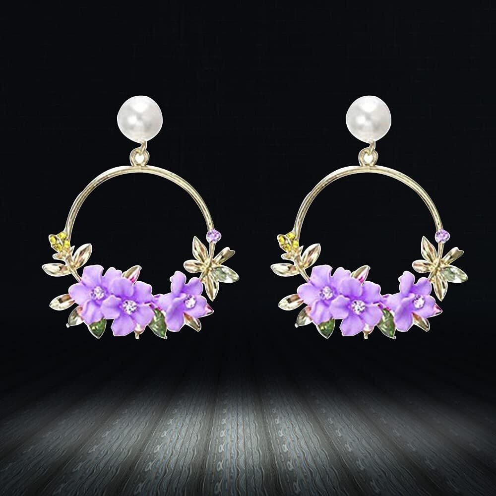 YouBella Jewellery Earrings for women stylish Floral Resin Earrings for Girls and Women (Purple)