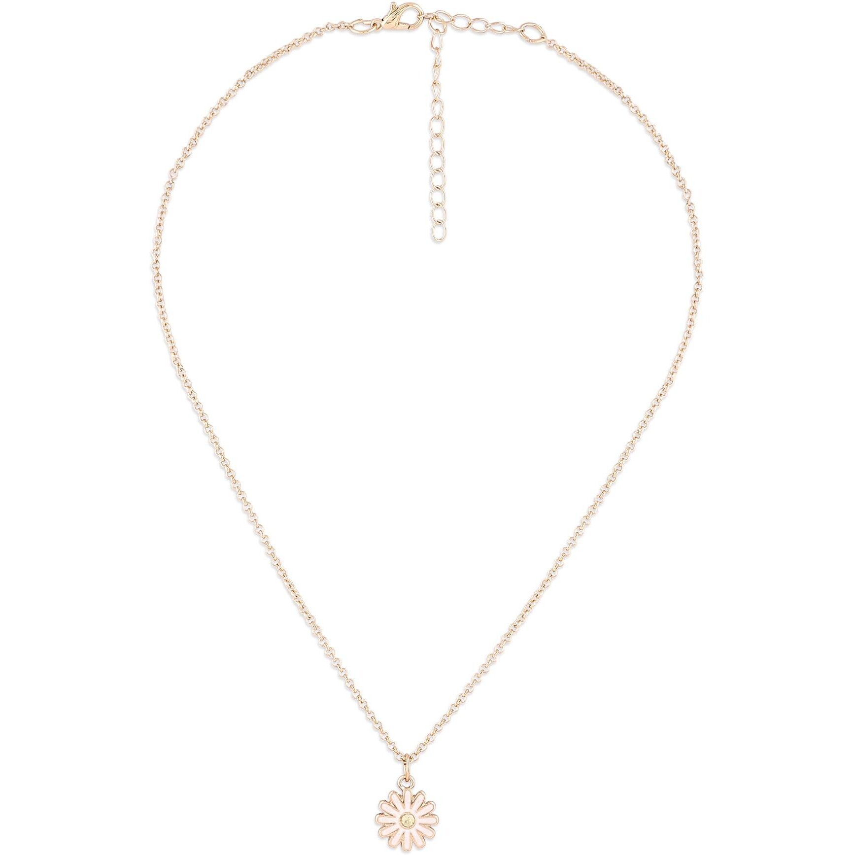 ZAVERI PEARLS White Enamel Contemporary Flower Pendant & Chain For Women-ZPFK16226