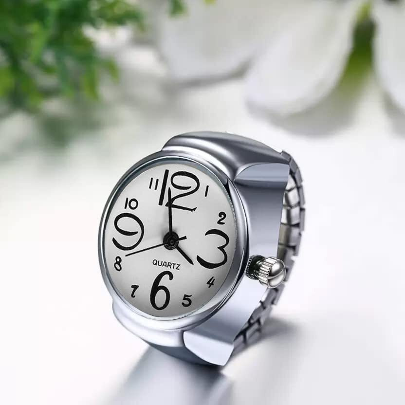 YouBella Jewellery Stylish Unisex Finger Ring Watch for Girls/Women/Men/Boys (White)