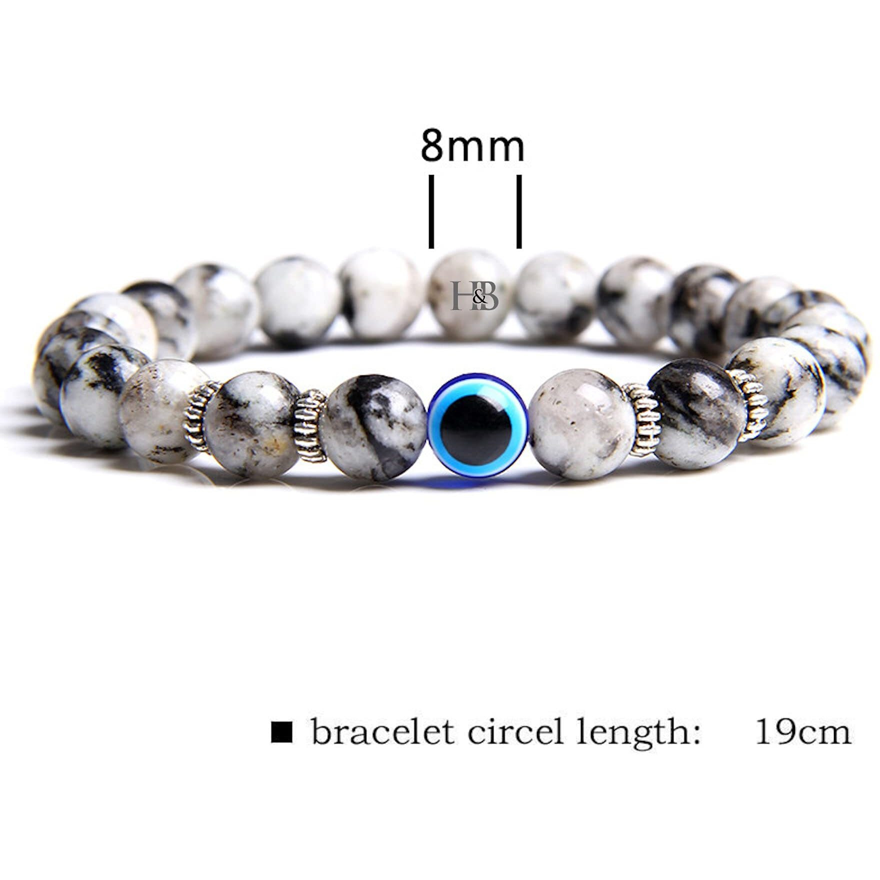 Hot And Bold Unisex Adult Evil Eye Beads Triple Protection Nazaria Bracelet Natural Stones With Certificate Of Authenticity