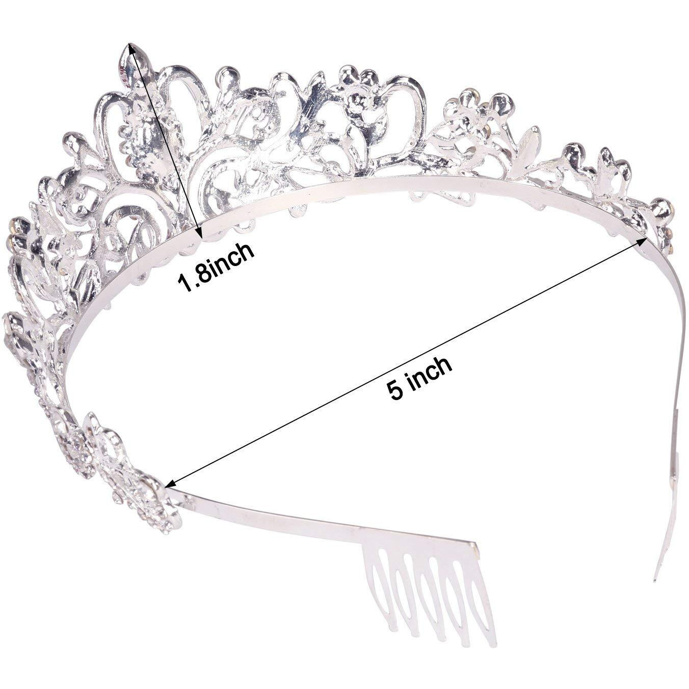 Shining Diva Fashion Crystal Tiara and Crown for Women Stylish Headband Crowns with Comb Tiaras for Girls Kids Queen Princess Wedding Bridal Birthday Gift Hair Accessories (Silver) (15412hb)