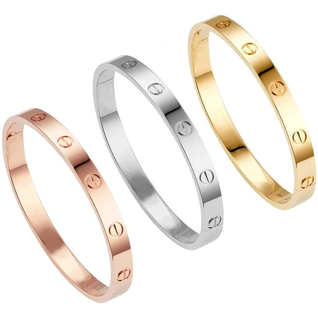 Jewels Galaxy Jewellery For Women Contemporary Rose-Silver-Gold Plated Love Bracelet Combo (SMNJG-CB-BNG-7682)