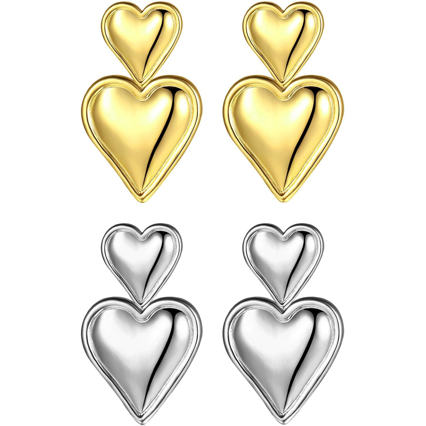 Shining Diva Fashion Latest Stylish Western Combo Earrings for Women Girls (cmb305_15840_15841) (Gold)(Silver)