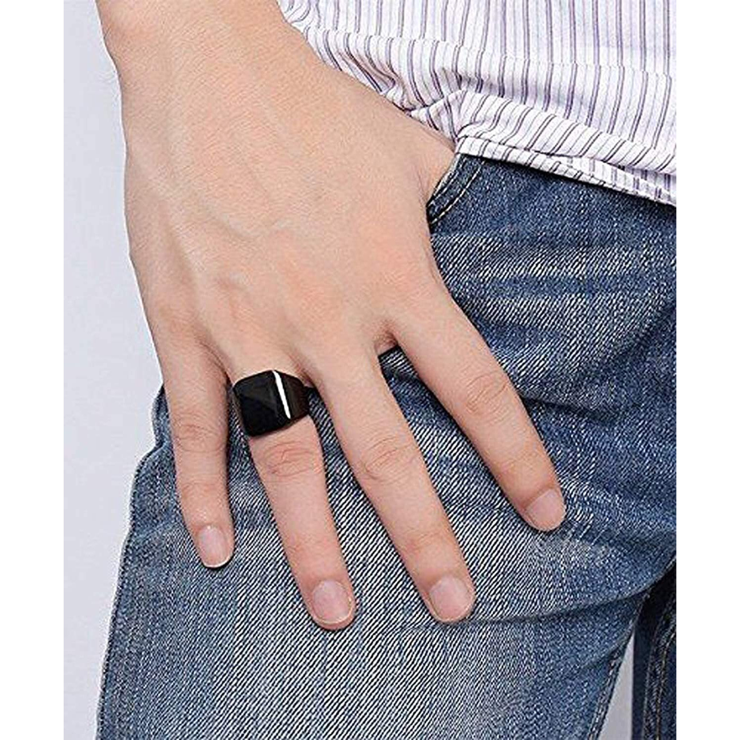 Yellow Chimes Black Toned Ring For Men | Pack of 1 Stainless Steel Band Ring | Black Finger Ring for Boys | Ideal Gift For Men and Boys