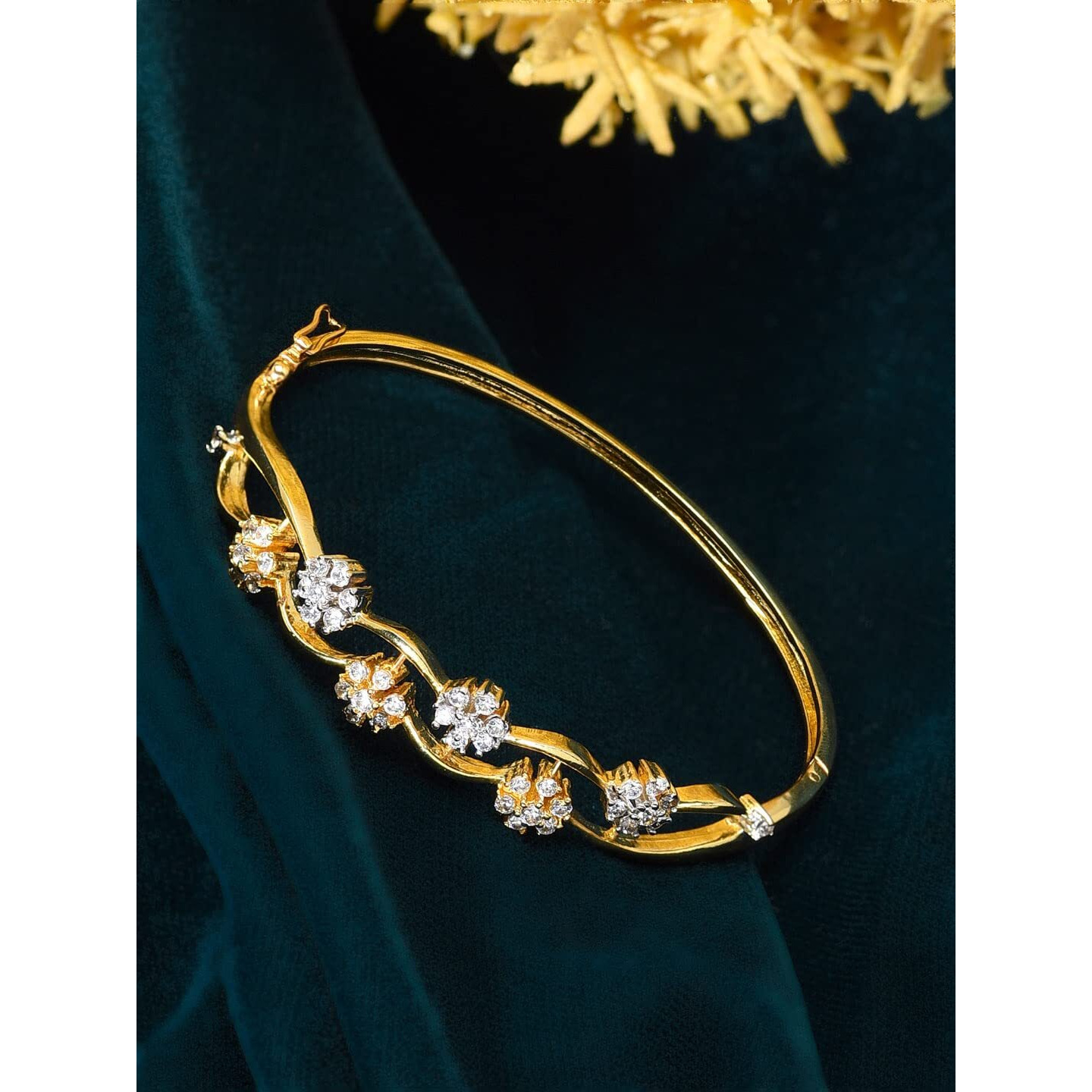 ZAVERI PEARLS CZ Stone-Studded Floral Openable Bracelet For Women - ZPFK4800