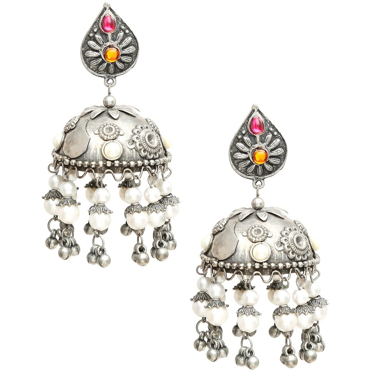 YouBella Jewellery Celebrity Inspired Oxidised Silver Big Size Jhumki Earrings for Girls and Women (Style 3)