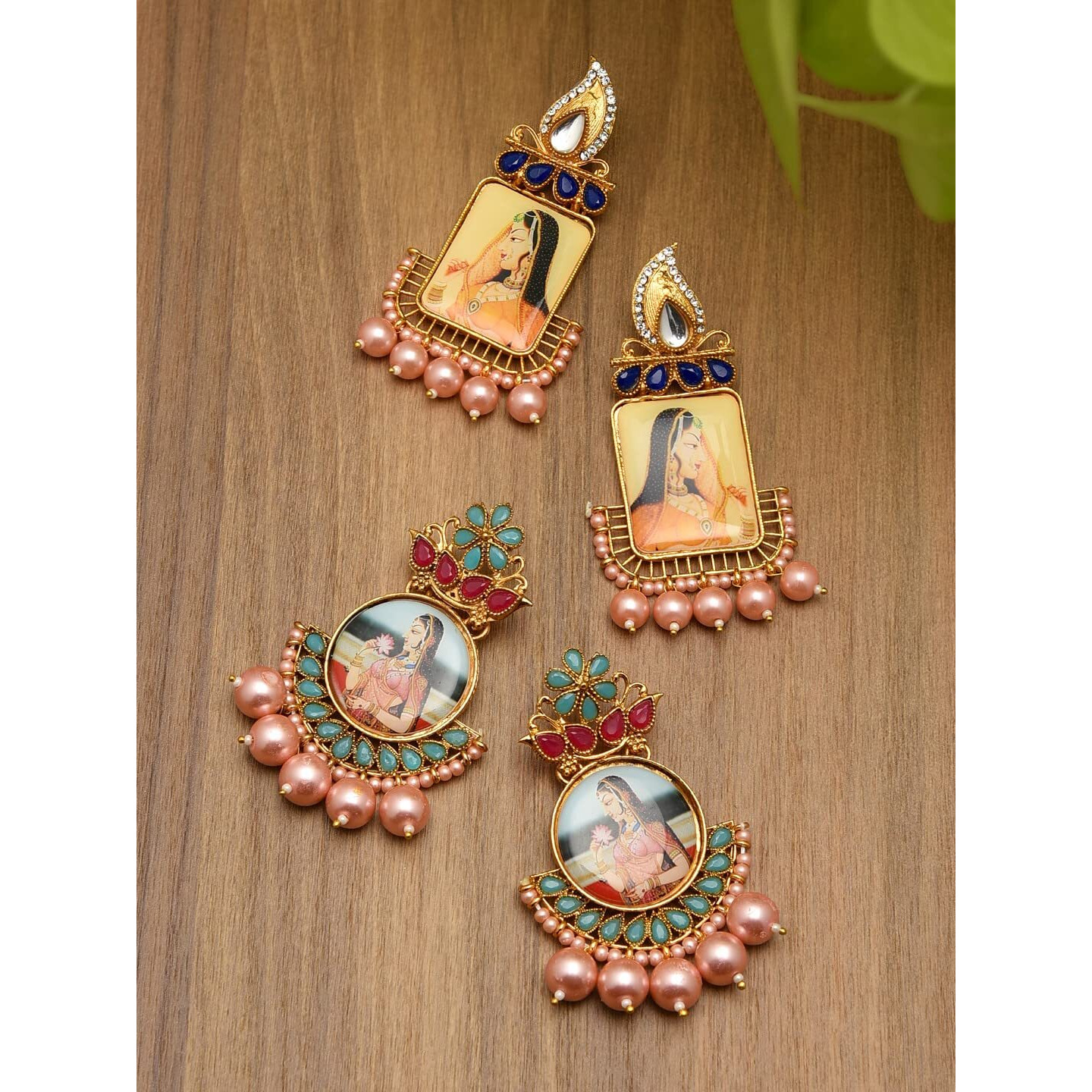 Zaveri Pearls Combo of 2 Gold Tone Padmavati Inspired Dangle Earring For Women-ZPFK7934