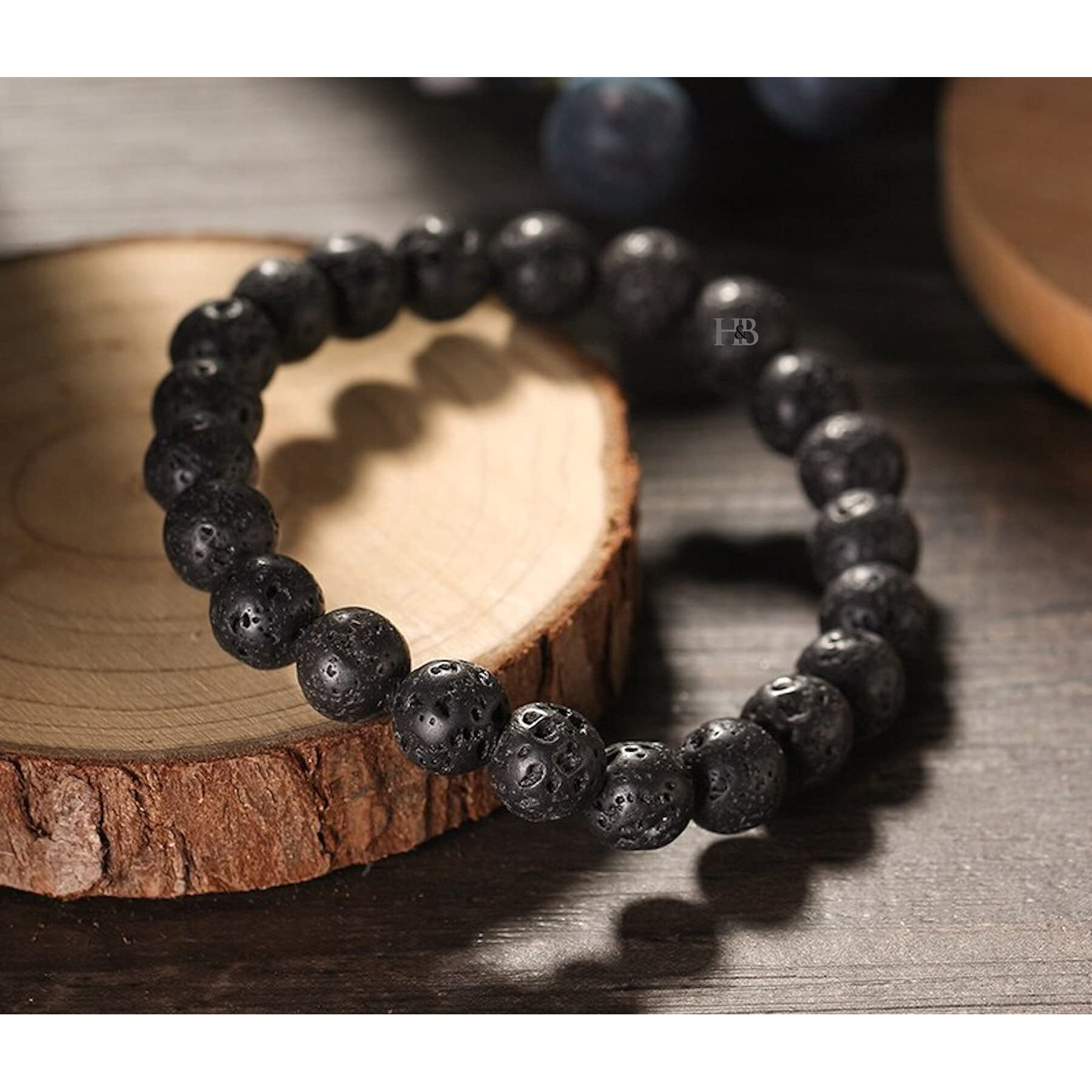 Hot And Bold Black Natural Stones Yoga and Reiki Bracelet for Men and Women