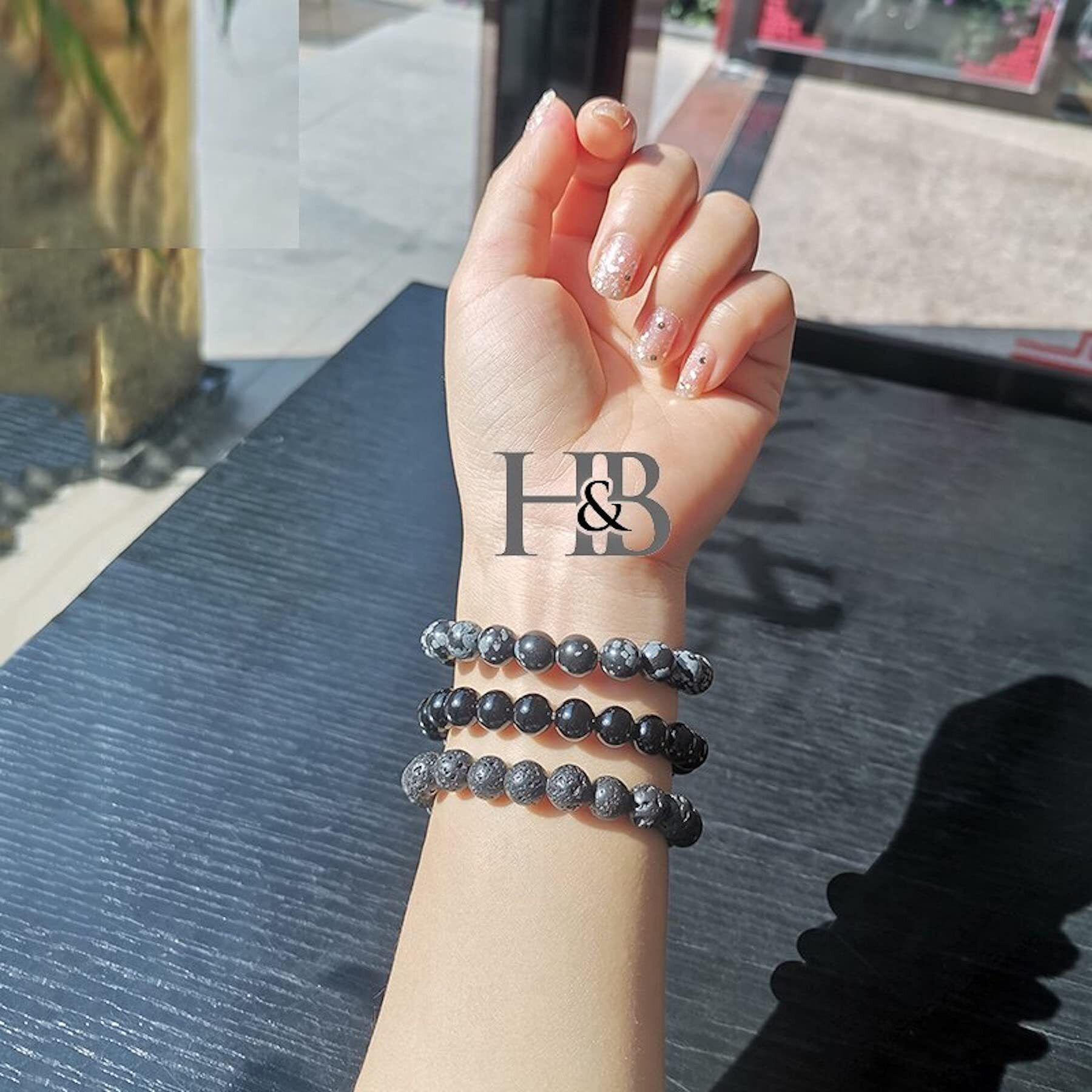Hot And Bold Black Natural Stones Yoga and Reiki Bracelet for Men and Women